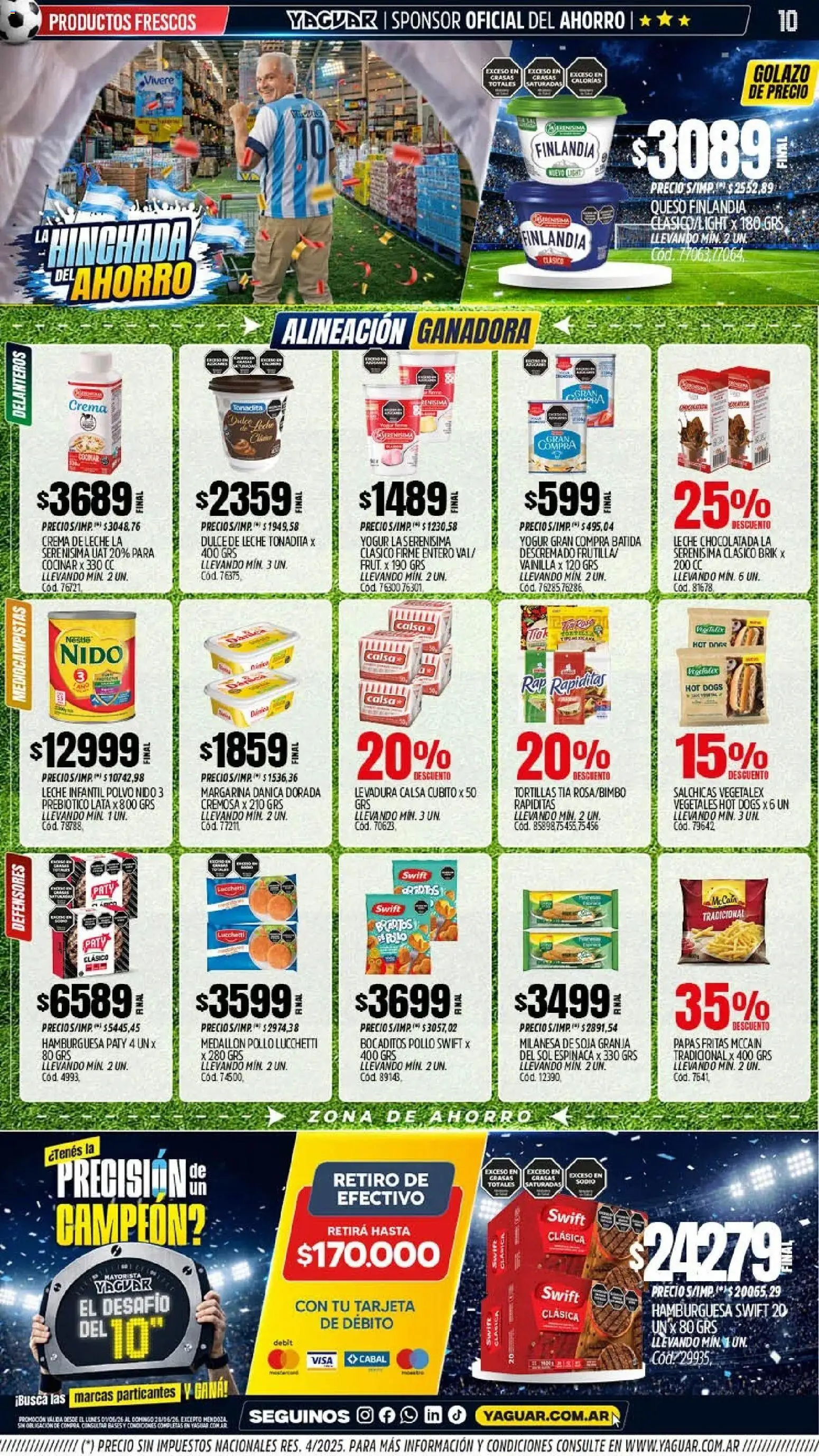Yaguar - Oferta Semanal Trelew │ válido desde el 01.06.2026 | Página: 10 | Productos: Pollo, Queso, Yogur, Papas fritas