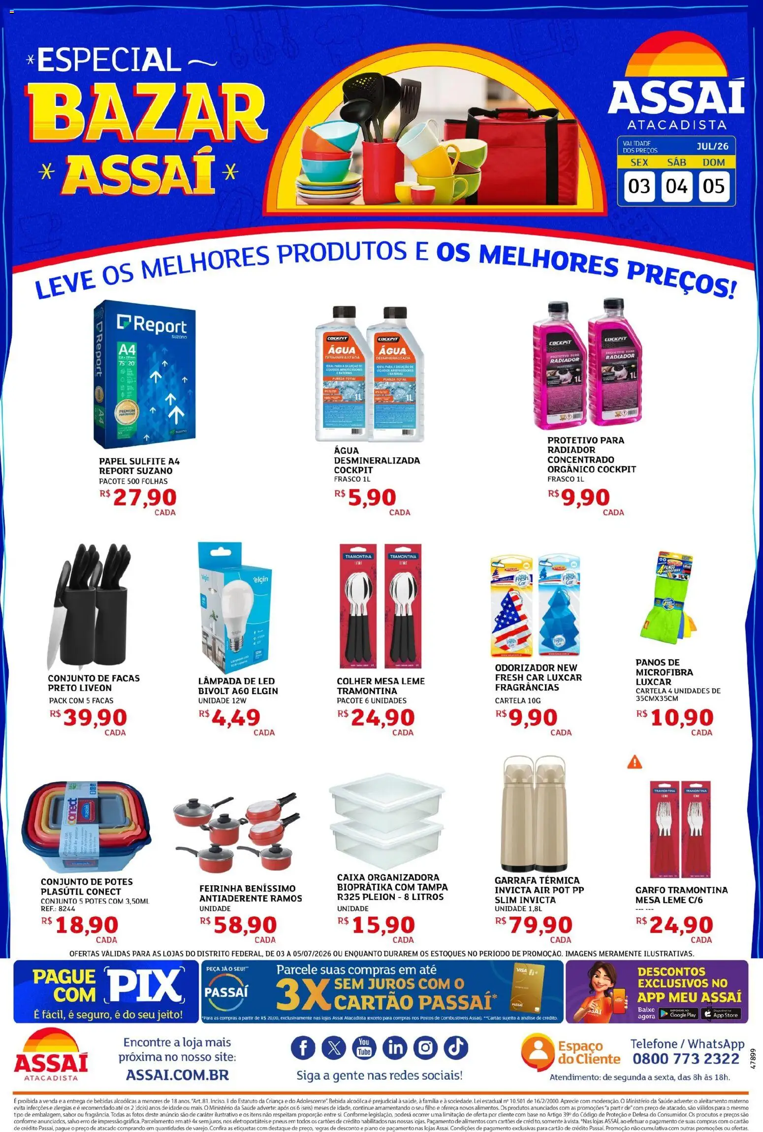 Assaí Atacadista Folheto - válido de 03/07/2026 | Página: 1 | Produtos: Garrafa térmica, Caixa, Radiador, Bebida