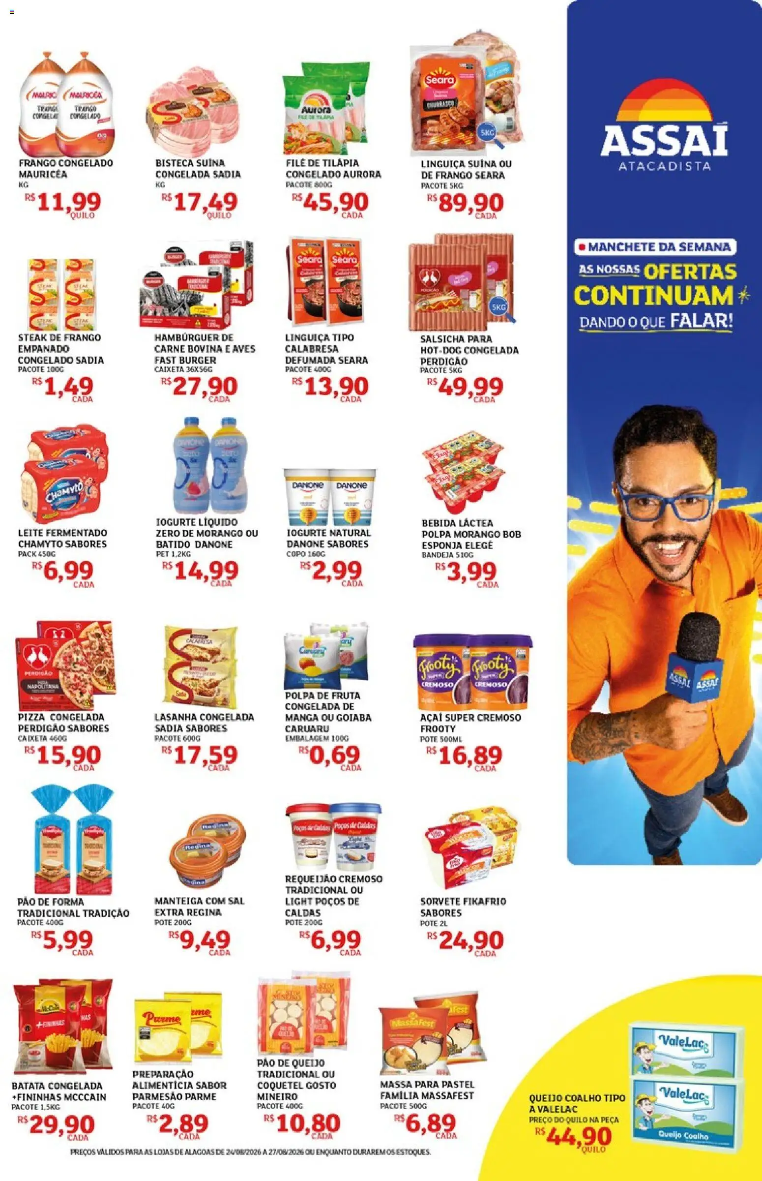 Assaí Atacadista Folheto - válido de 24/08/2026 | Página: 3 | Produtos: Goiaba, Salsicha, Iogurte natural, Pão de queijo