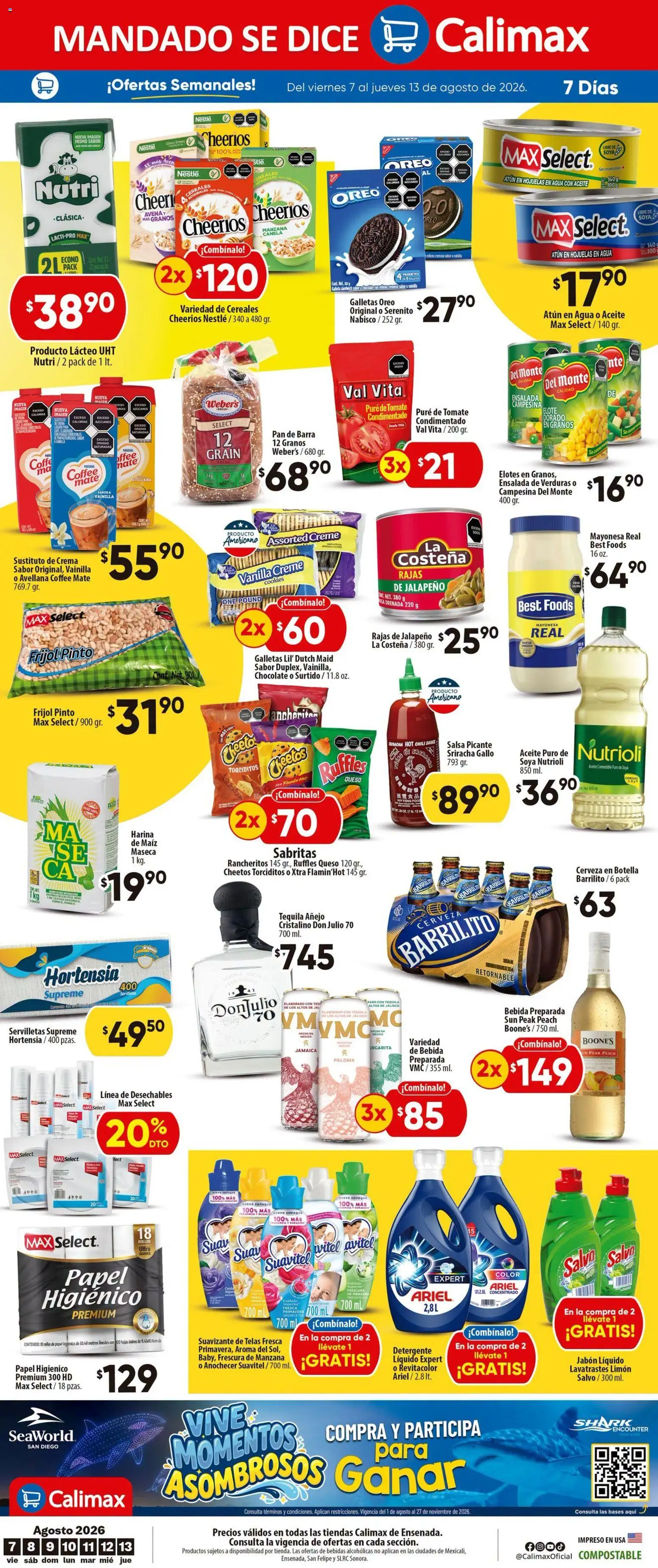 Nuevas ofertas de Calimax válidas en toda la República Mexicana desde el 07/08/2026. ¡Encuentra las mejores ofertas en Calimax folleto Ensenada! | Página: 4 | Productos: Tomate, Café, Botella, Oreo