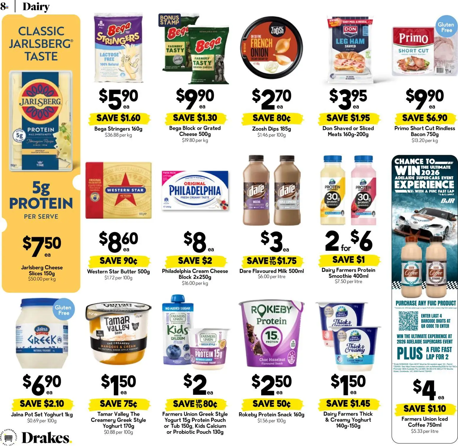 Drakes catalogue - valid from 26/08/2026 | Page: 8 | Products: Bacon, Cheese, Yoghurt, Smoothie