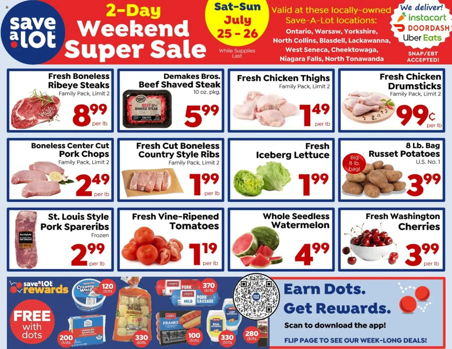 Save a Lot Special Promotion - valid from 07/25/2026 | Page: 1 | Products: Pork, Tomatoes, Potatoes, Sausage