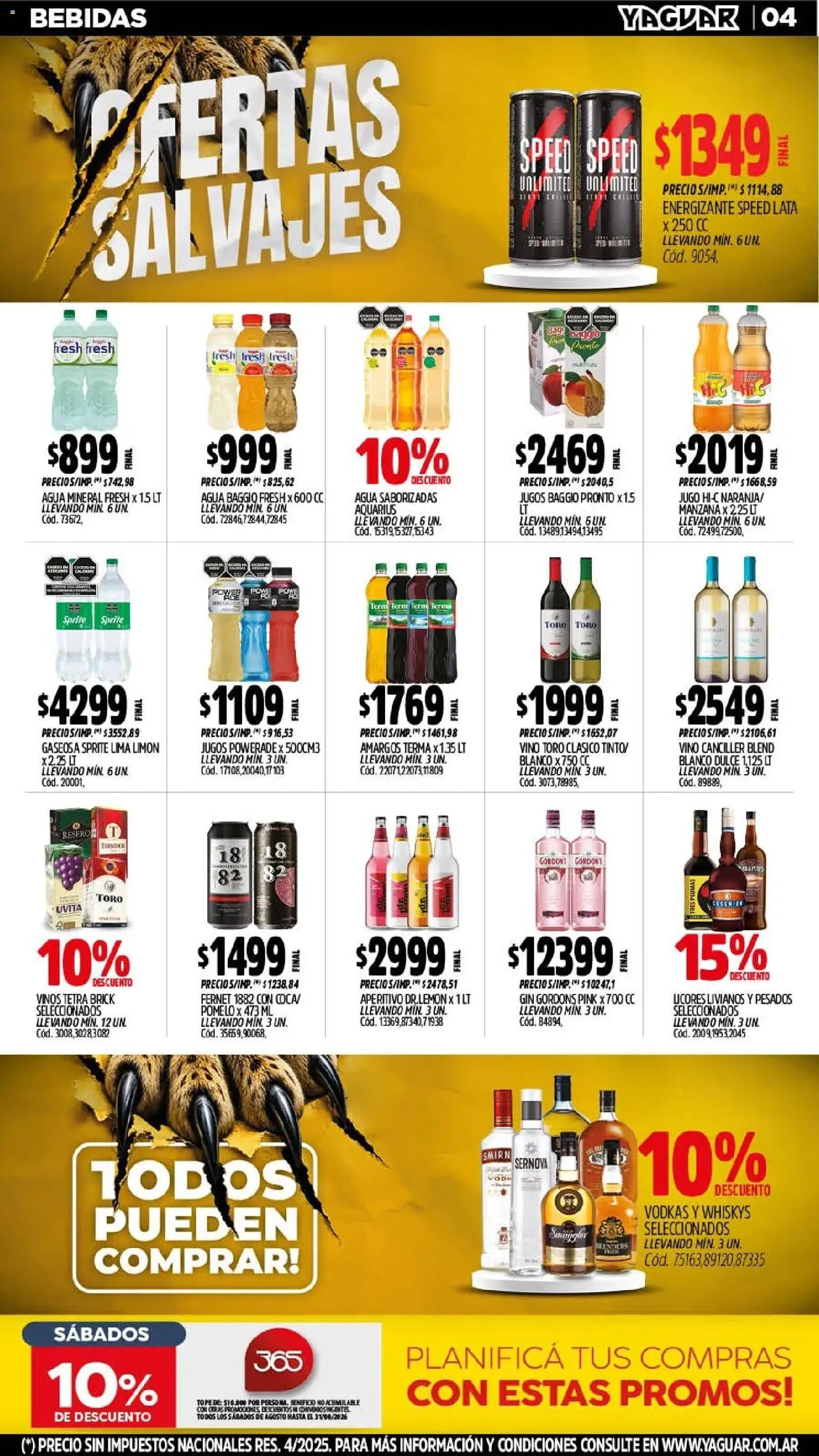 Yaguar - Oferta Semanal Buenos Aires │ válido desde el 10/08/2026 | Página: 6 | Productos: Fernet, Dulce, Limón, Vino