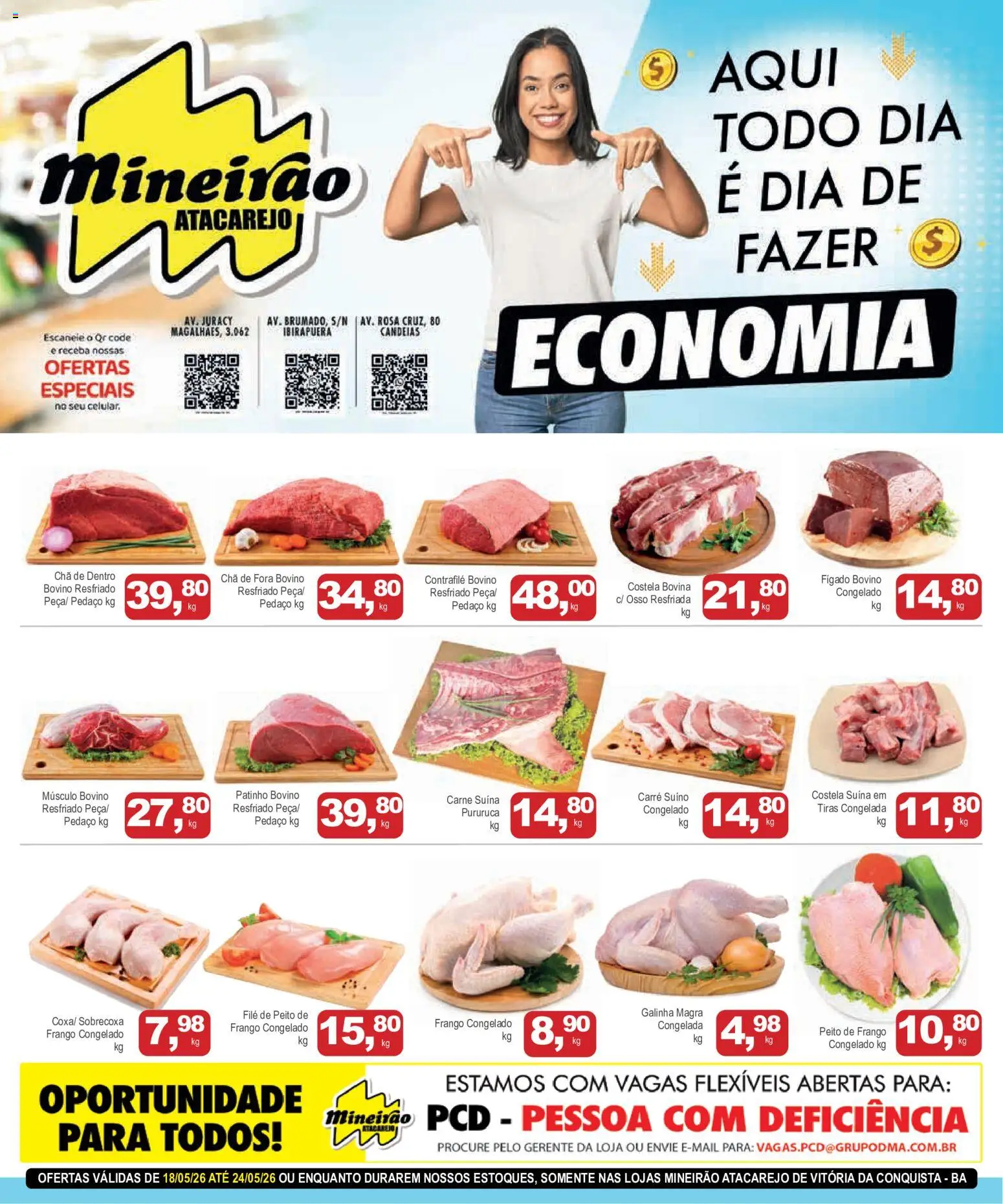 Mineirão Atacarejo Folheto - válido de 18.05.2026 | Página: 1 | Produtos: Chá, Carne, Frango, Peito de frango