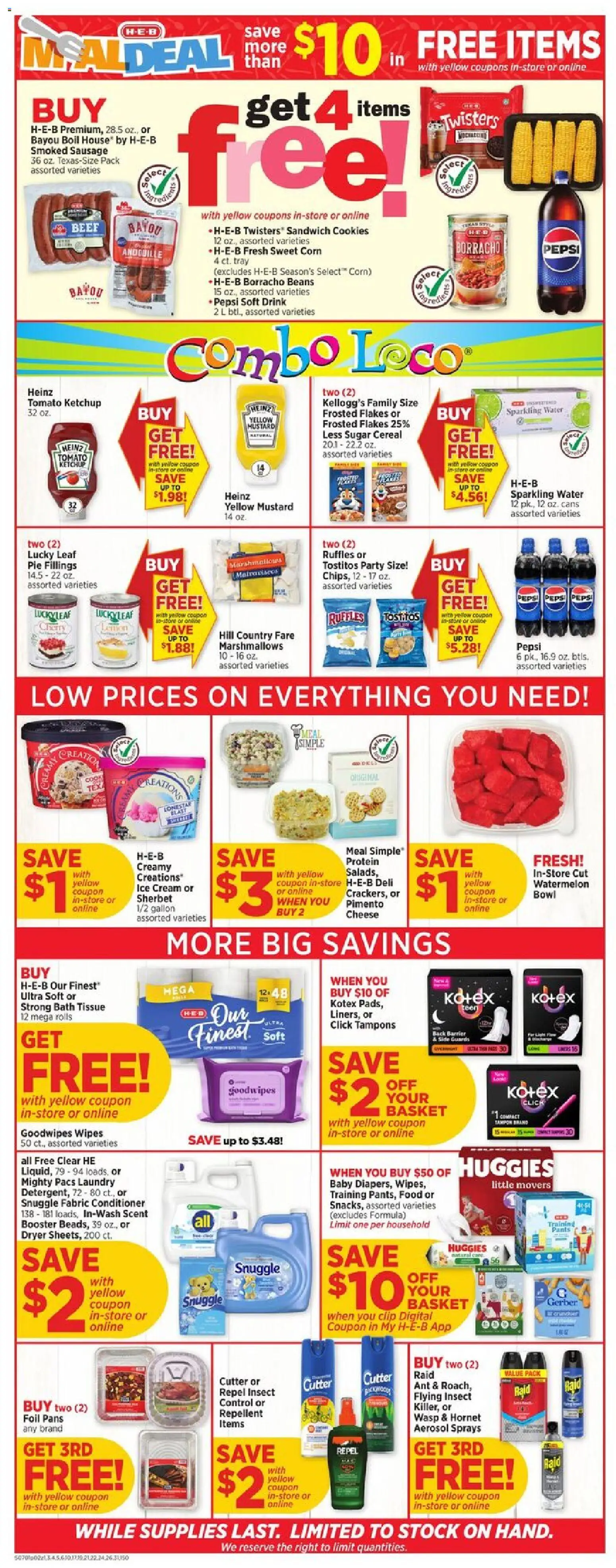 H-E-B Weekly Ad - valid from 07/01/2026 | Page: 2 | Products: Ketchup, Cream, Flakes, Water