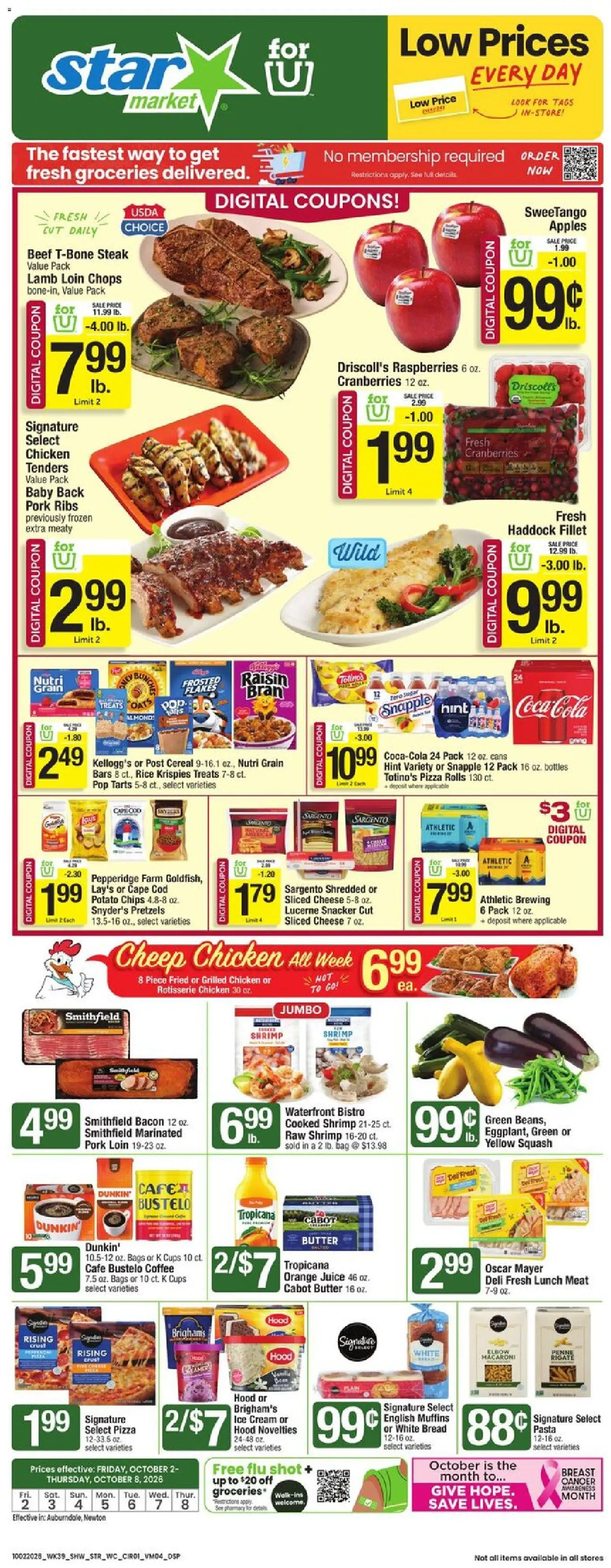 Star Market Weekly Ad - valid from 10/02/2026 | Page: 1 | Products: Pork, Beef, Ice cream, Steak
