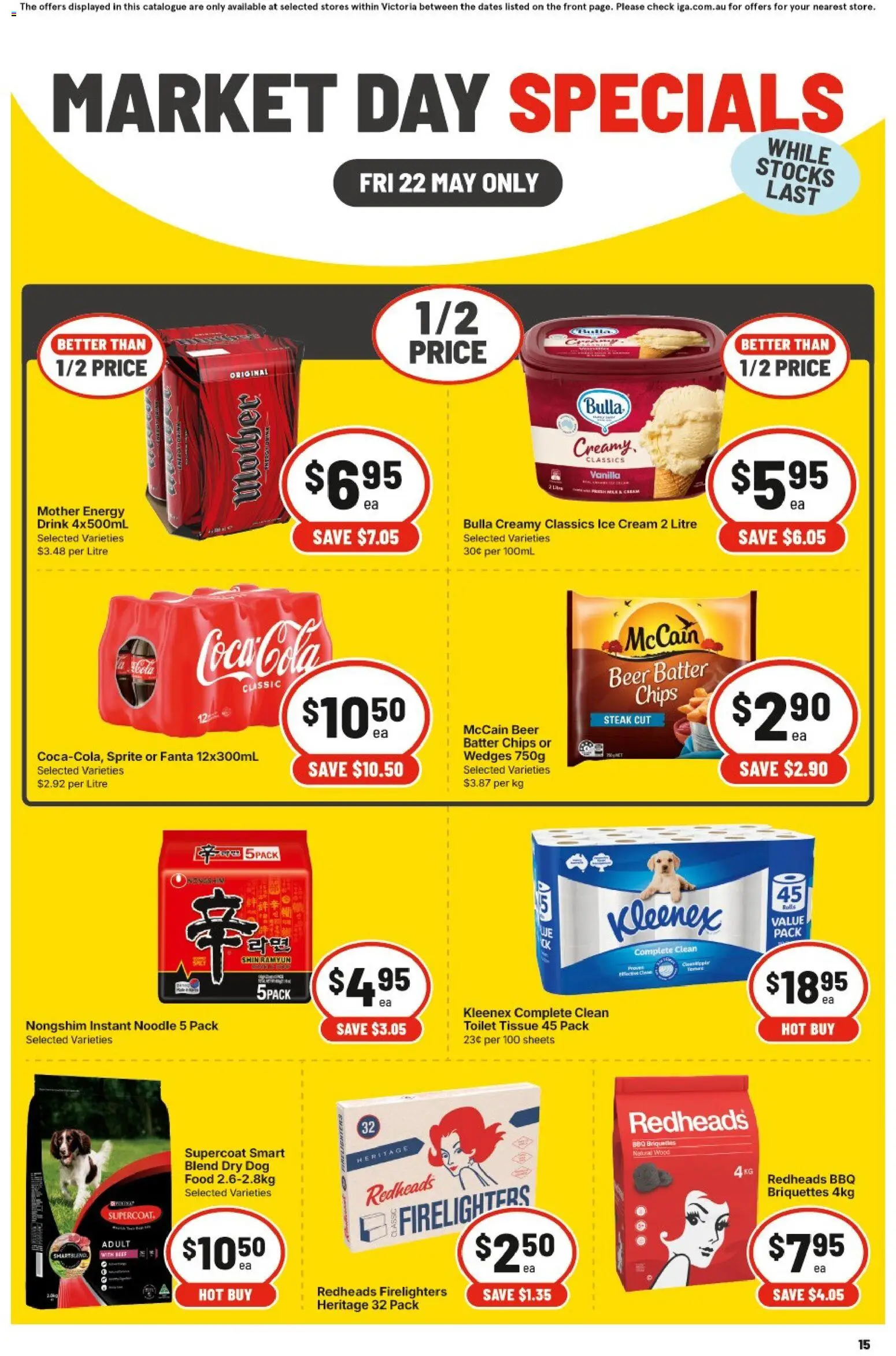 IGA catalogue - valid from 22.05.2026 | Page: 3 | Products: Energy drink, Beef, Chips, Ice cream
