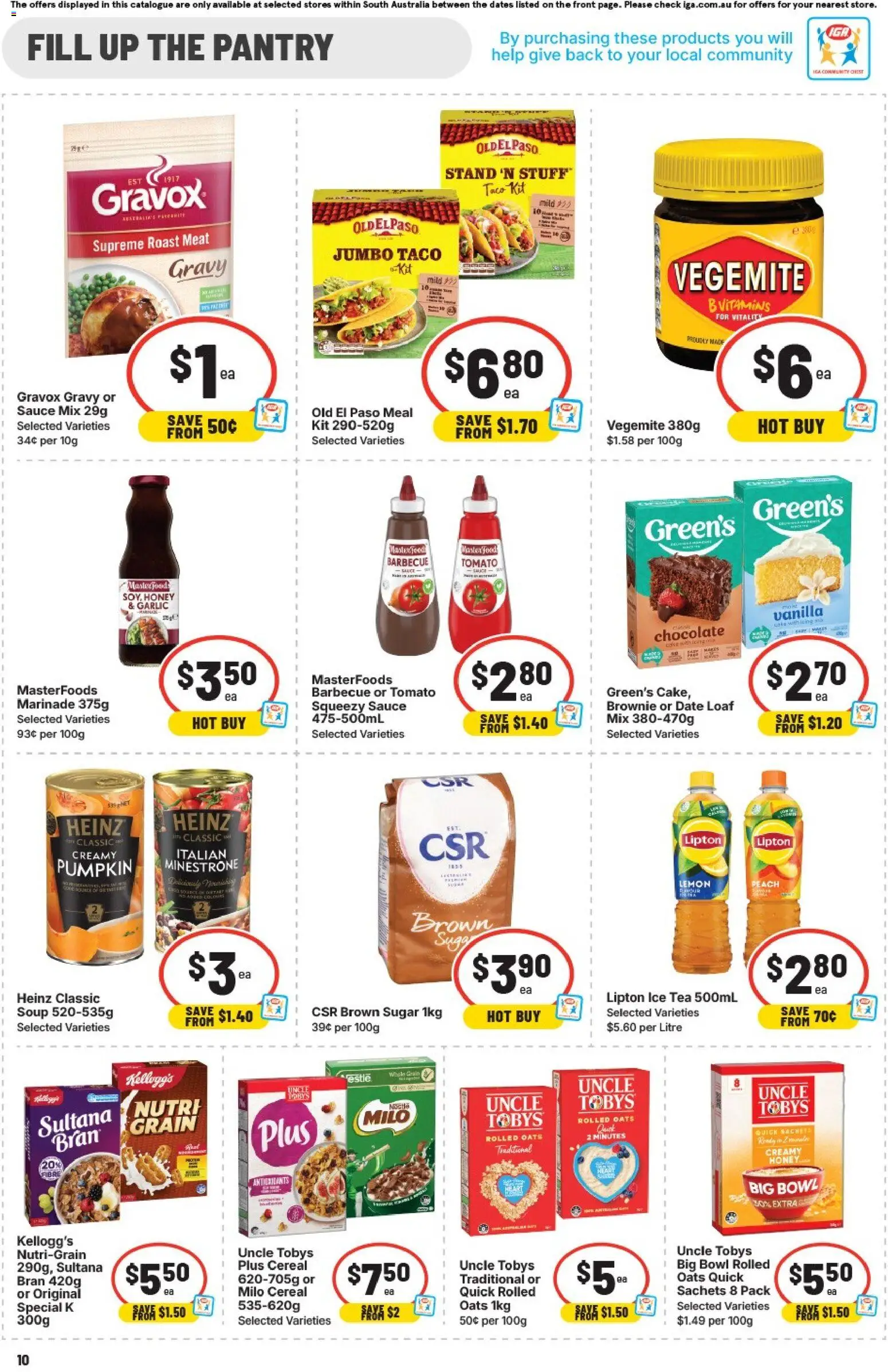 IGA catalogue - valid from 03.06.2026 | Page: 10 | Products: Chocolate, Soup, Peach, Vegemite