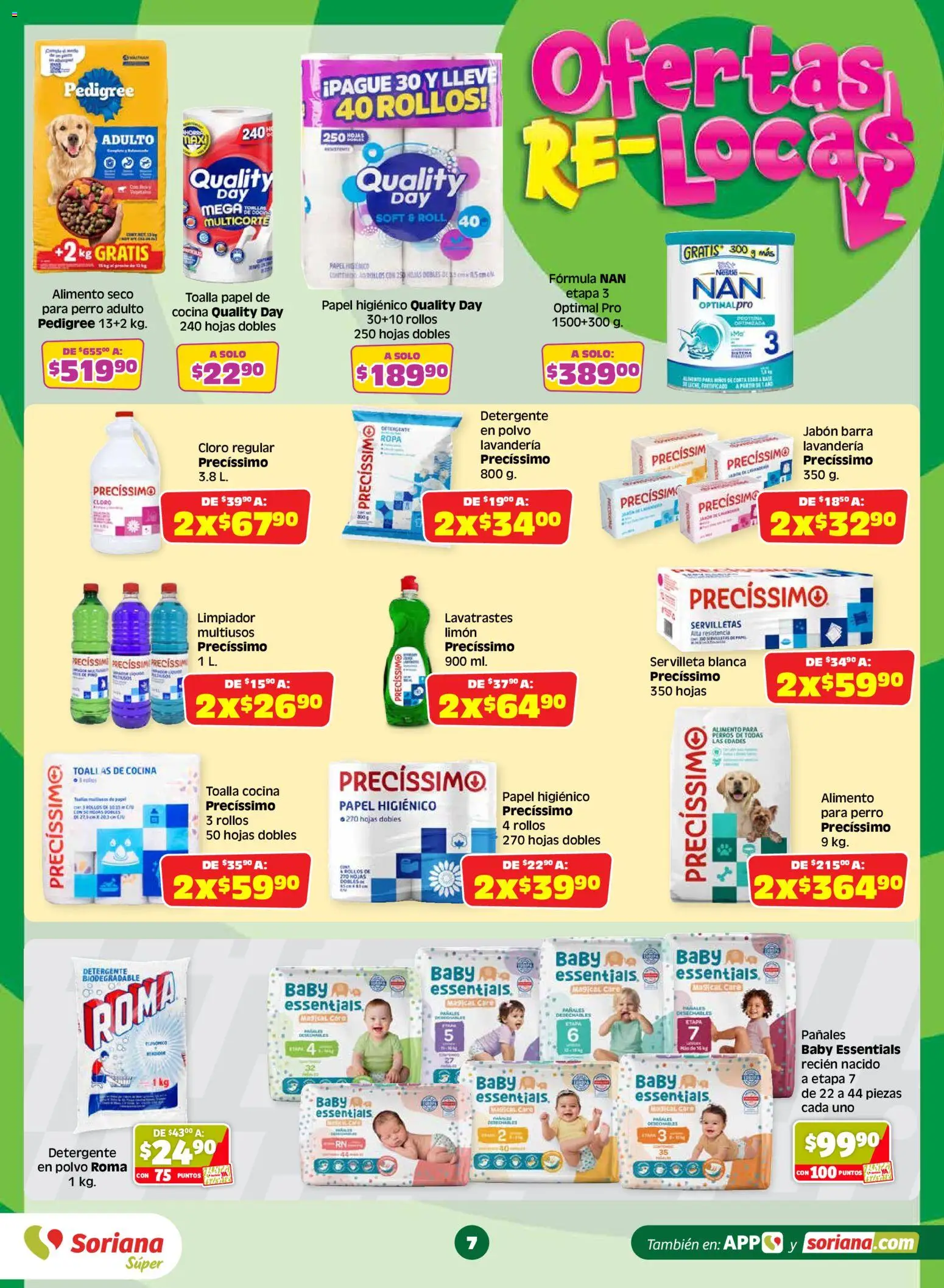 Nuevas ofertas de Soriana válidas en toda la República Mexicana desde el 17/07/2026. ¡Encuentra las mejores ofertas en Soriana Julio Regalado Súper Nacional! | Página: 7 | Productos: Limón, Pañales, Toalla, Polvo