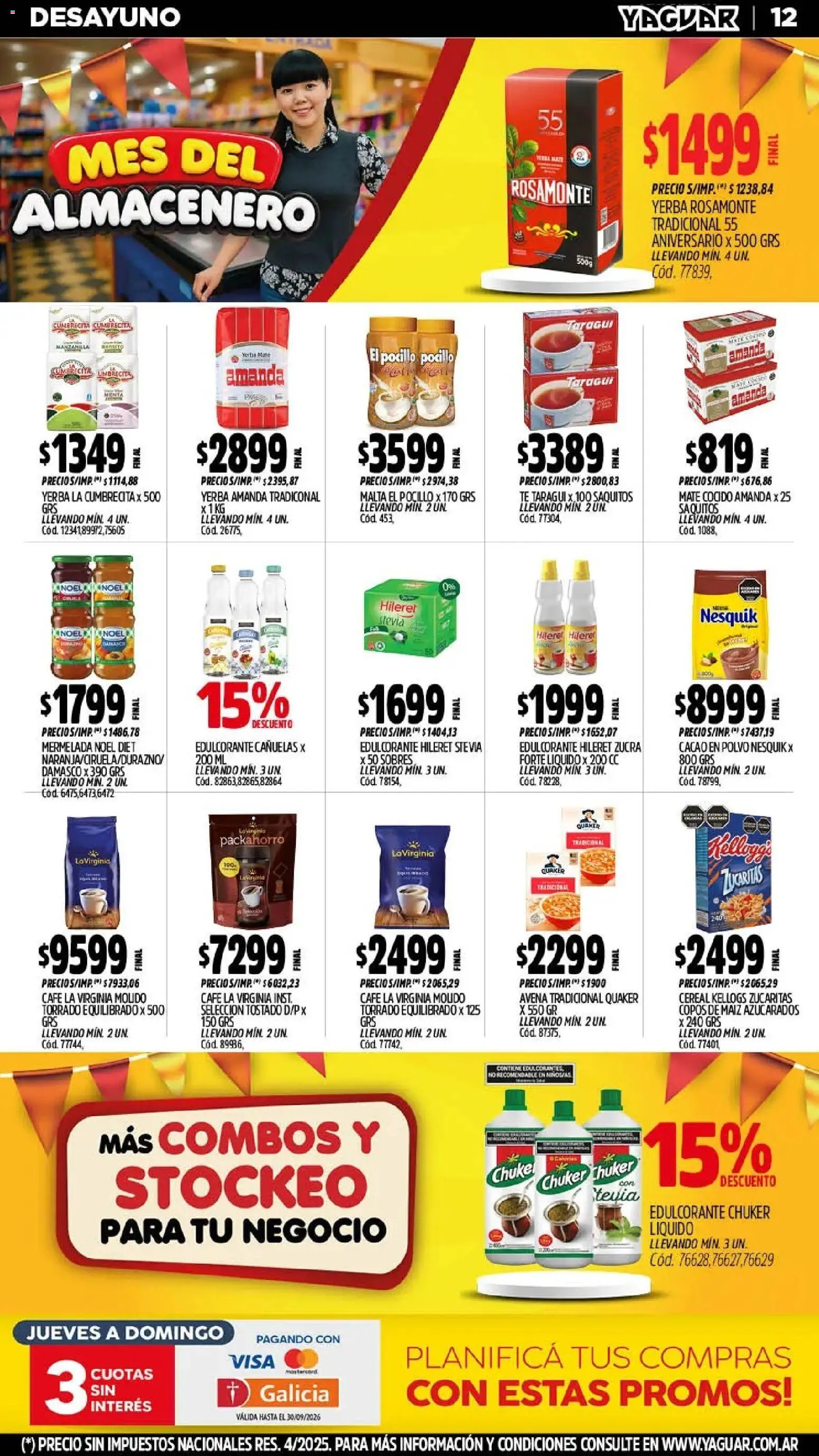 Yaguar - Oferta Semanal Parque Chacabuco │ válido desde el 21/09/2026 | Página: 12 | Productos: Copos, Yerba, Edulcorante, Café