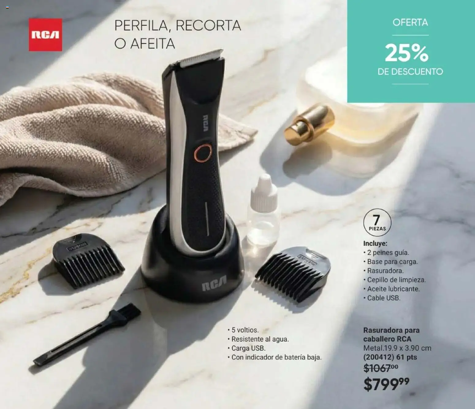 Nuevas ofertas de AVON válidas en toda la República Mexicana desde el 24.04.2026. ¡Encuentra las mejores ofertas en AVON Casa & Estilo 7 2026! | Página: 93 | Productos: Aceite, Cable, Rasuradora, Batería