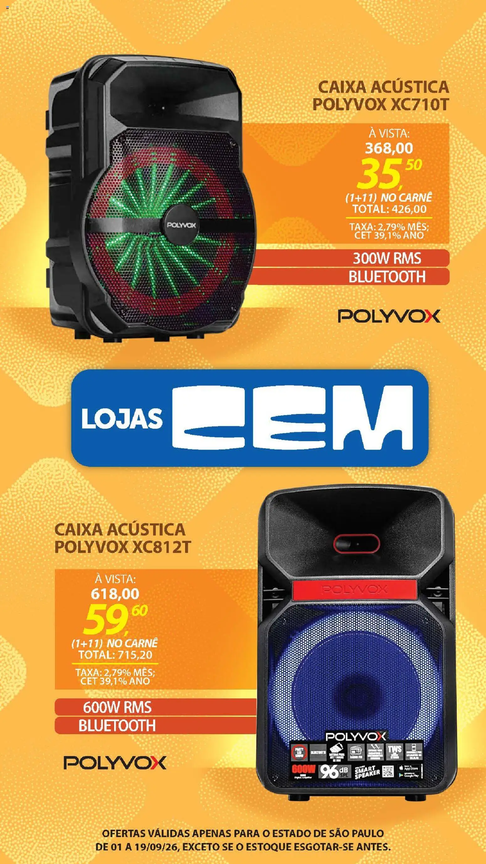 Lojas Cem Folheto - válido de 01/09/2026 | Página: 90 | Produtos: Caixa acústica, Caixa, Carne