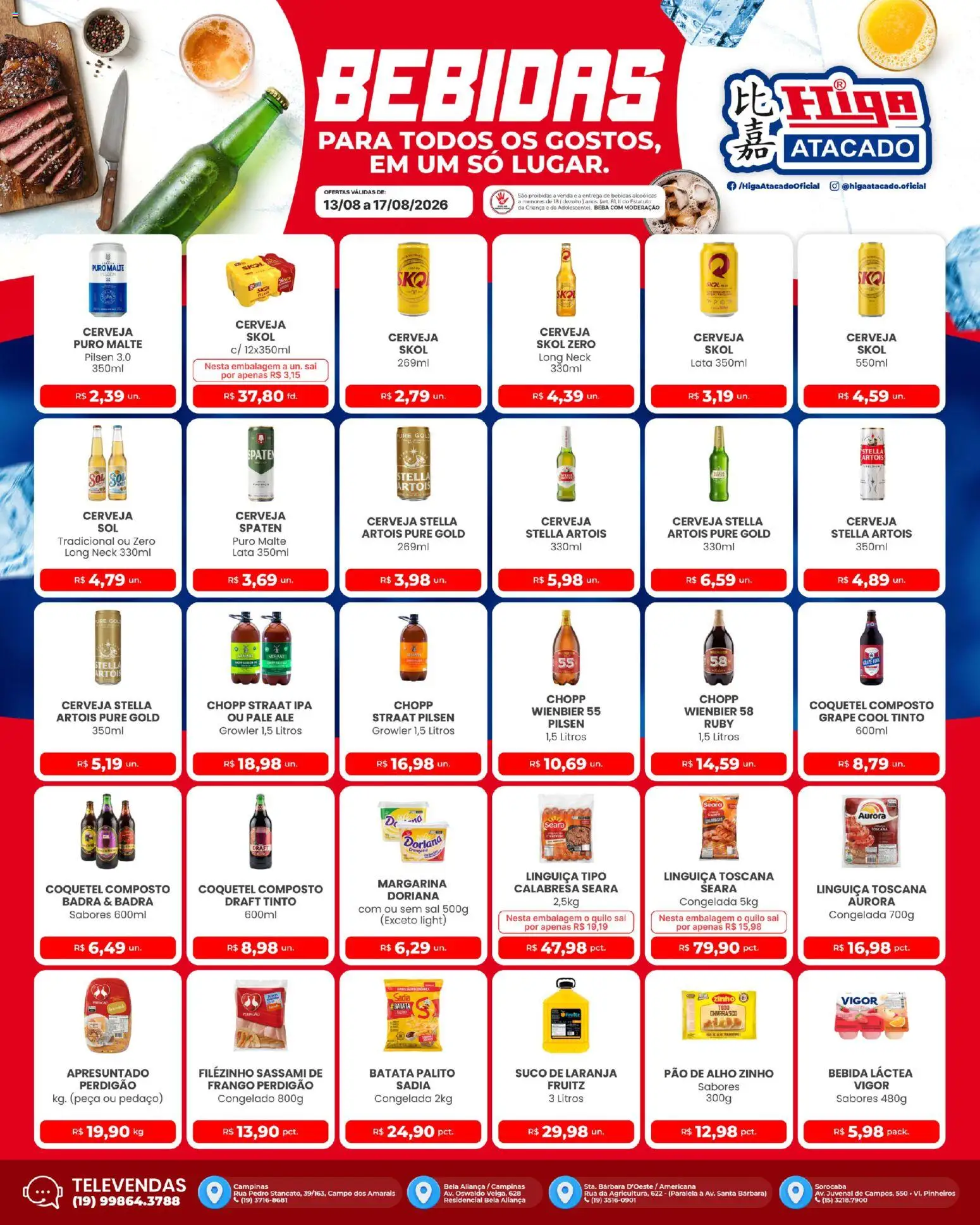 Higa Atacado Folheto - válido de 13/08/2026 | Página: 3 | Produtos: Aliança, Suco, Bebida, Margarina