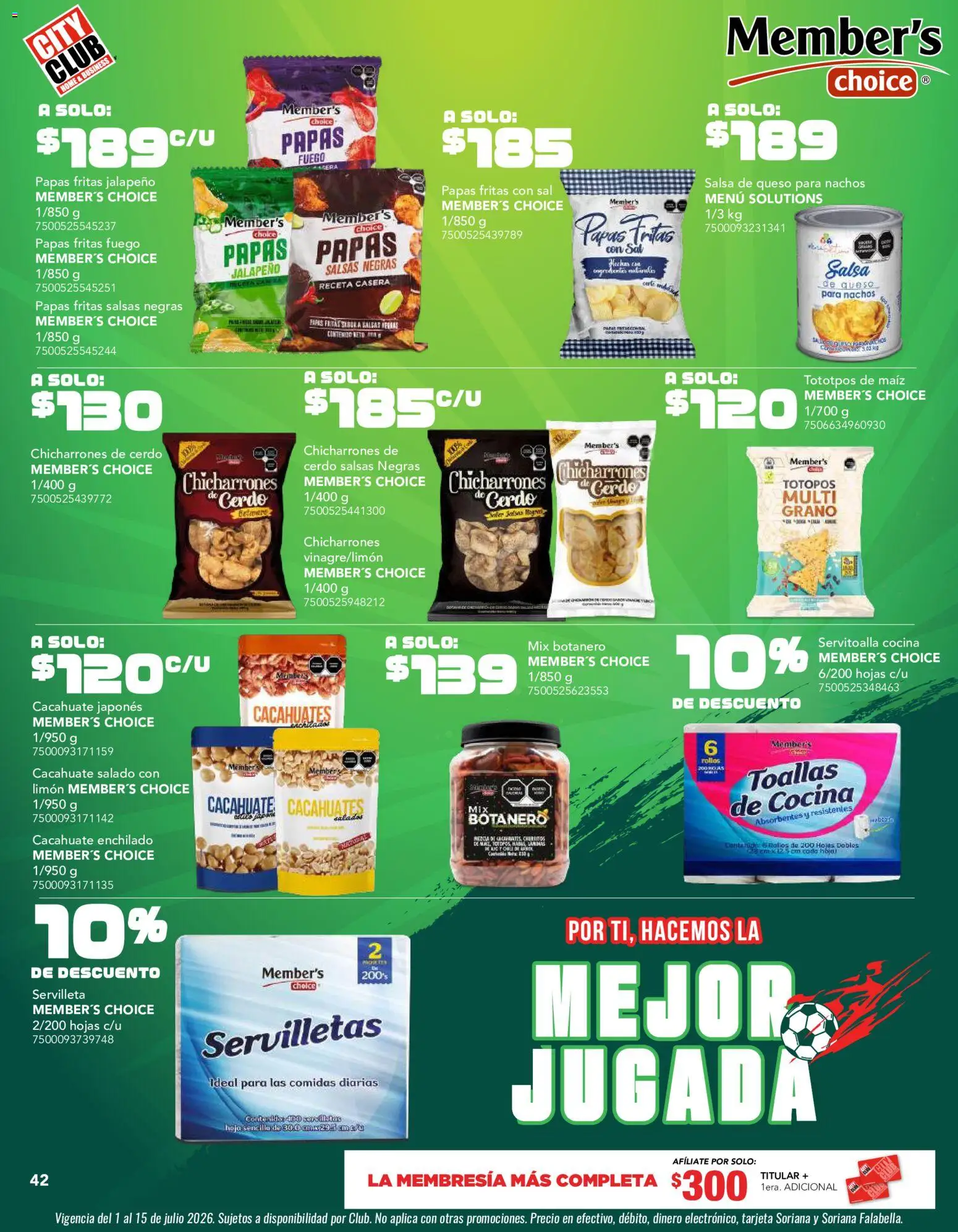 Nuevas ofertas de City Club válidas en toda la República Mexicana desde el 01/07/2026. ¡Encuentra las mejores ofertas en City Club catálogo! | Página: 42 | Productos: Sal, Cacahuate, Limón, Toallas