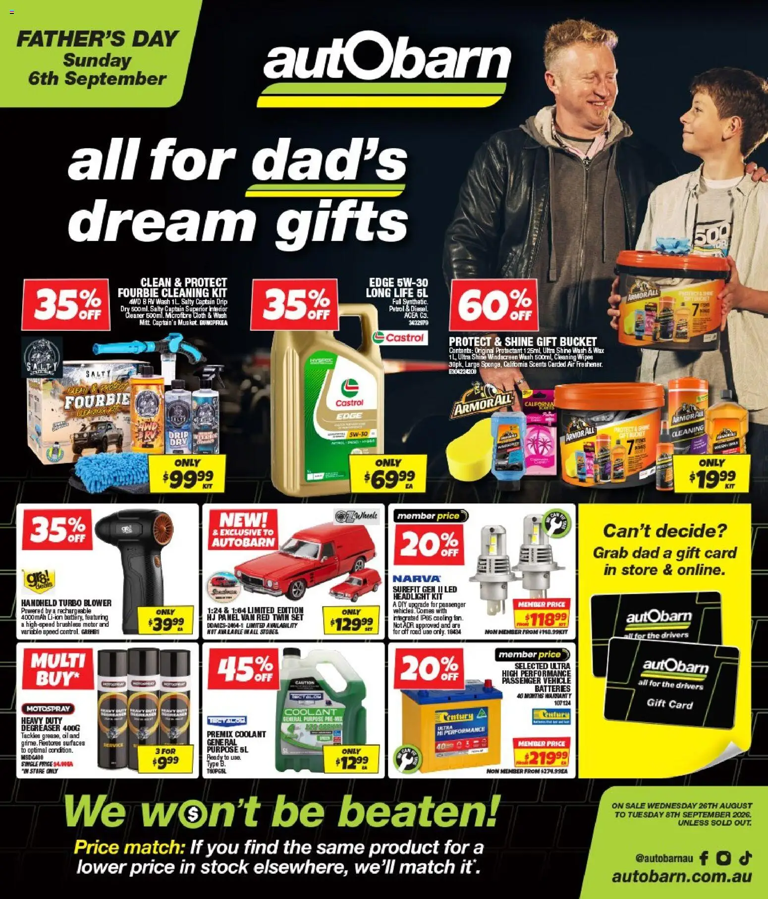Autobarn catalogue - valid from 26/08/2026 | Page: 1 | Products: Bucket, Cleaner, Oil, Batteries