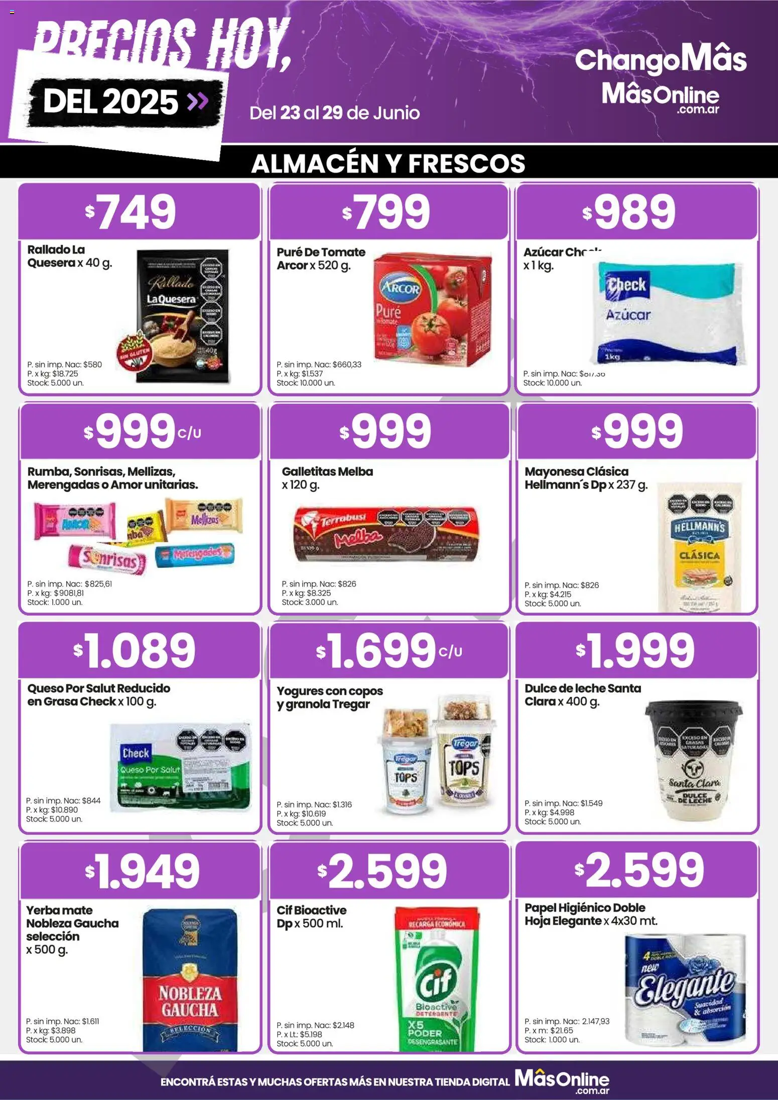 Changomas ofertas │ válido desde el 23/06/2026 | Página: 2 | Productos: Azucar, Mayonesa, Pure de Tomate, Queso