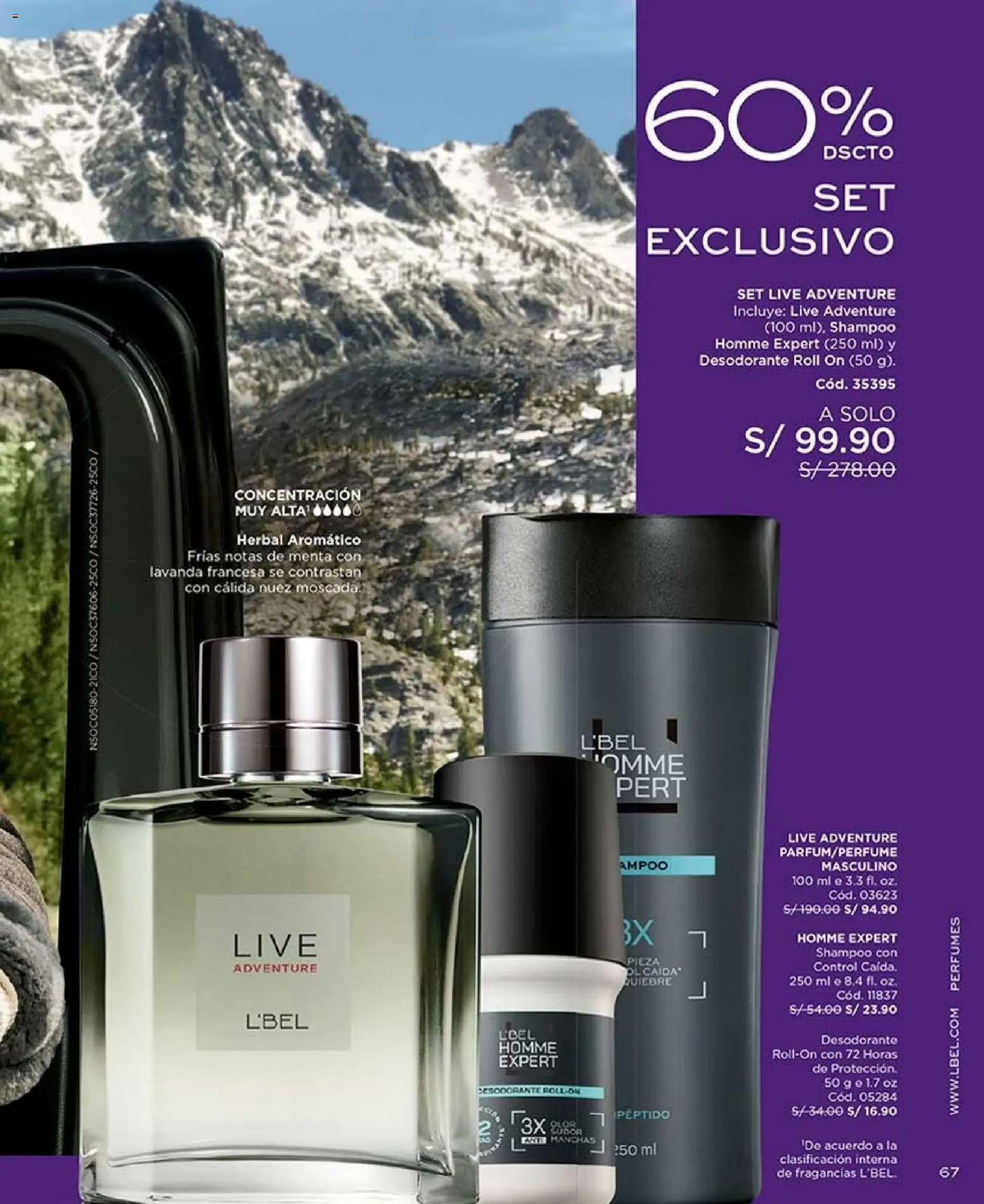 Catálogo L'Bel válido desde 11/07/2026 | Página: 67 | Productos: Shampoo, Desodorante, Perfumes