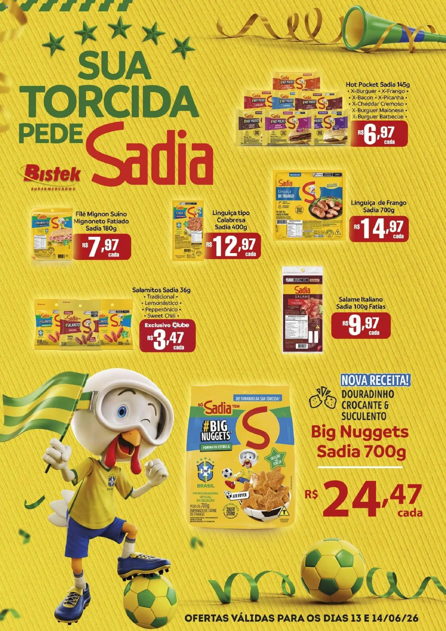 Bistek Supermercados Folheto - válido de 13.06.2026 | Página: 1 | Produtos: Air fryer, Linguiça, Filé mignon, Maionese