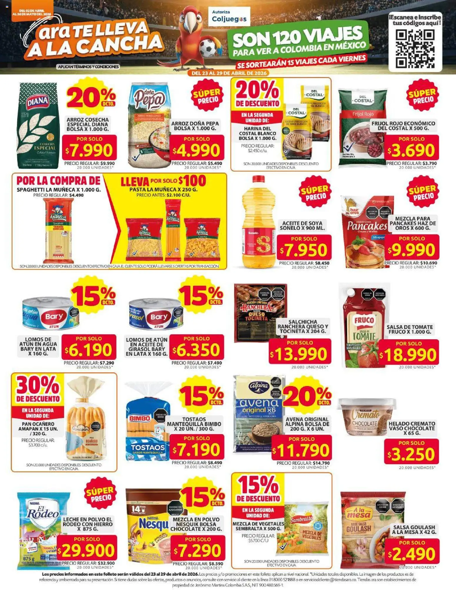 Ara revista - valida desde el 02.04.2026 | Página: 2 | Productos: Helado, Salchicha, Leche en polvo, Pan
