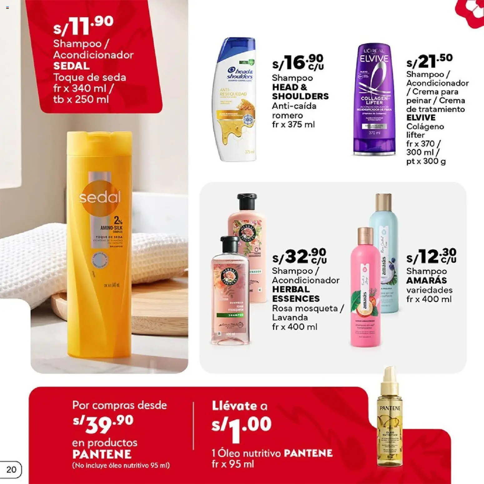 Catálogo Plaza Vea válido desde 16/07/2026 | Página: 20 | Productos: Shampoo, Acondicionador, Crema