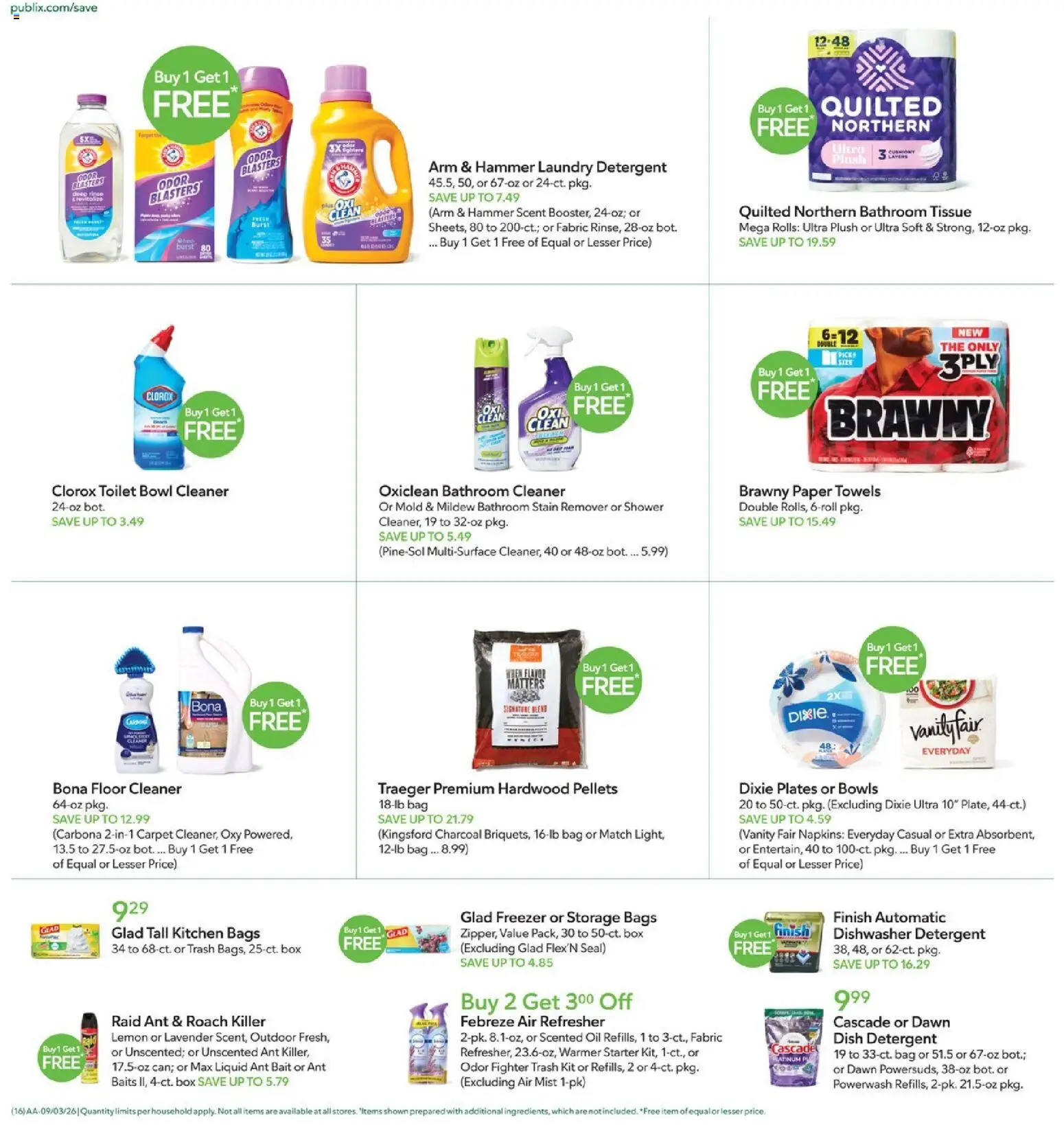 Publix Weekly Ad - valid from 09/02/2026 | Page: 16 | Products: Stain remover, Paper towels, Bag, Dishwasher