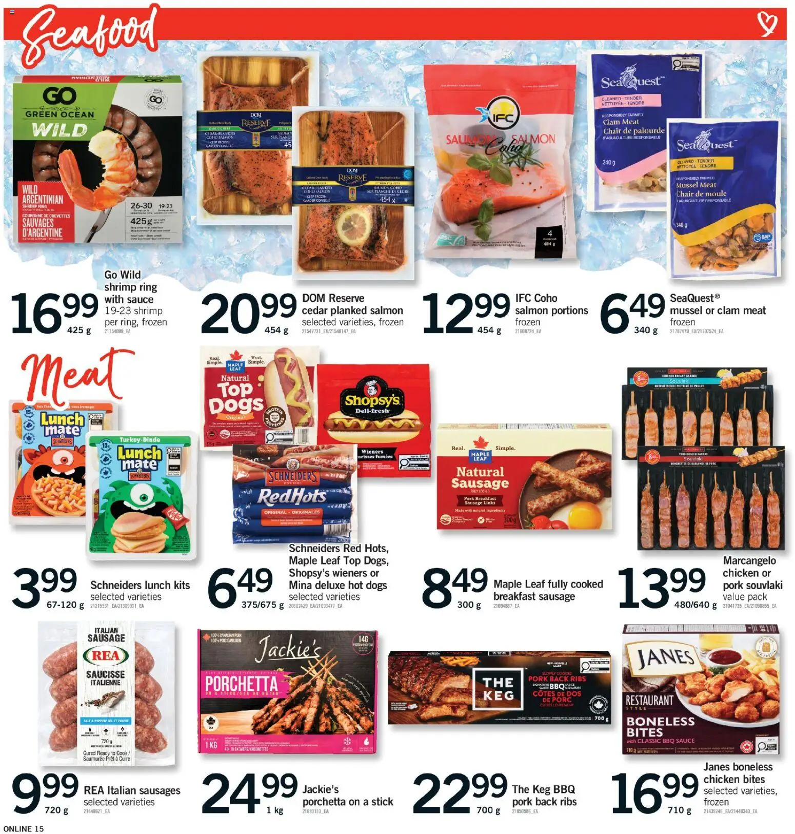 Fortinos flyer valid from Aug 27, 2026 | Page: 14 | Products: Sausages, Shrimp, Chair, Ingredients