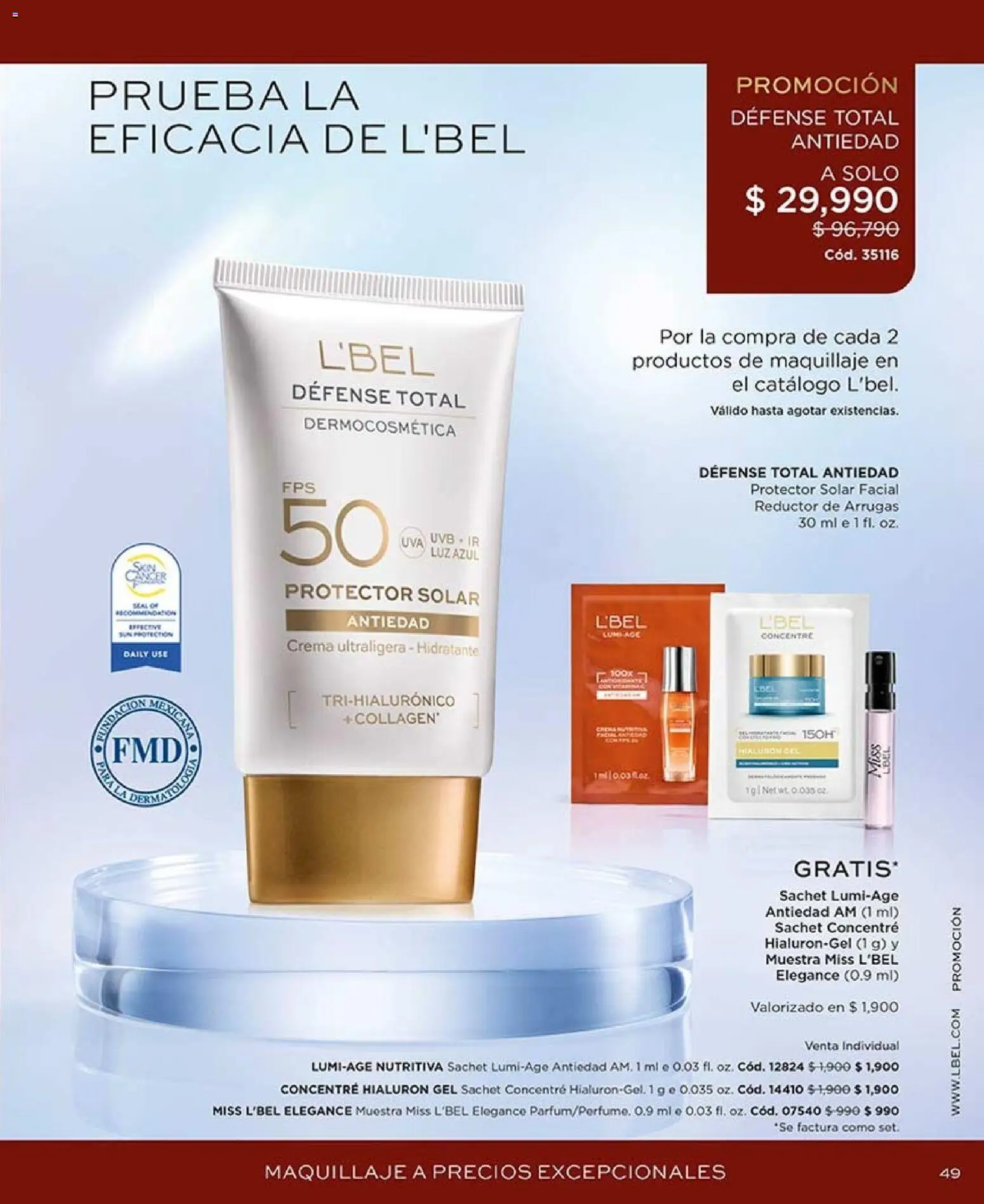 L'Bel revista - valida desde el 07/09/2026 | Página: 49 | Productos: Crema, Individual, Maquillaje, Protector solar