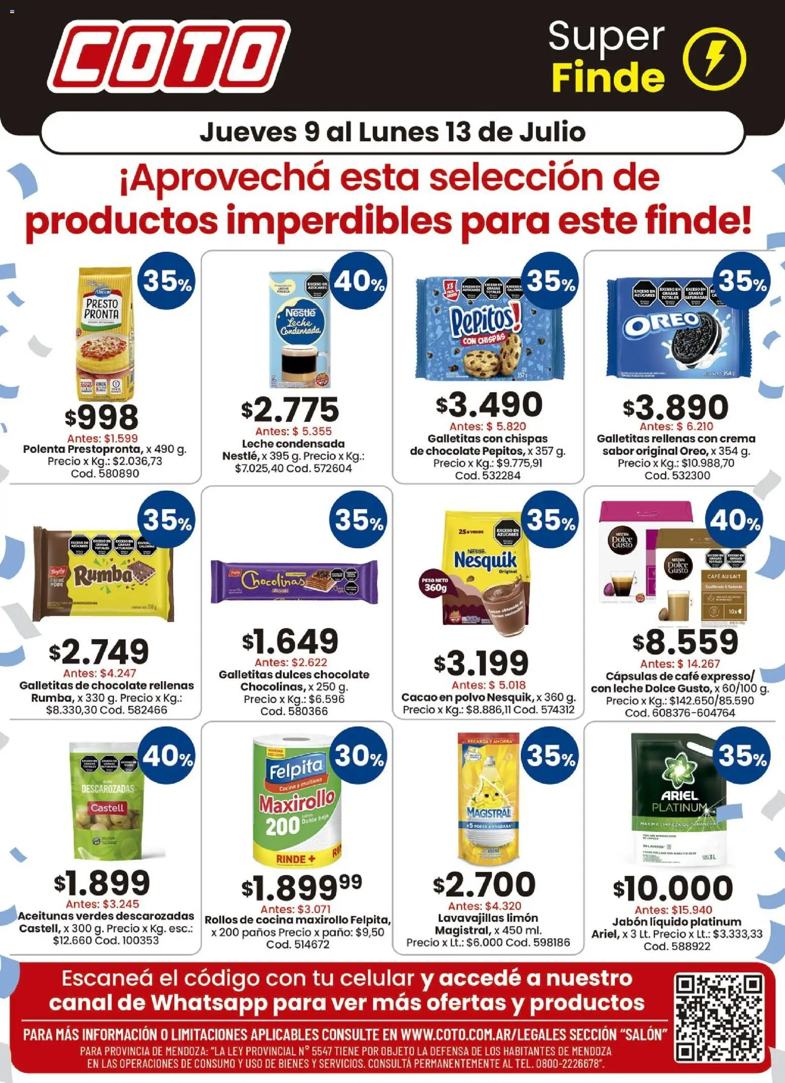 Coto - Salon Productos Motivo │ válido desde el 09/07/2026 | Página: 1 | Productos: Antigrasa, Lavavajillas, Jabón líquido, Café