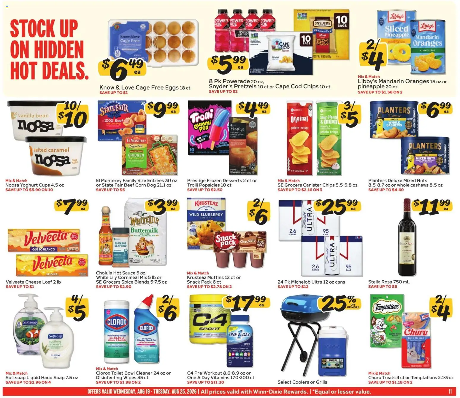 Winn Dixie Weekly Ad - valid from 08/19/2026 | Page: 11 | Products: Corn, Seafood, Pineapple juice, Muffins