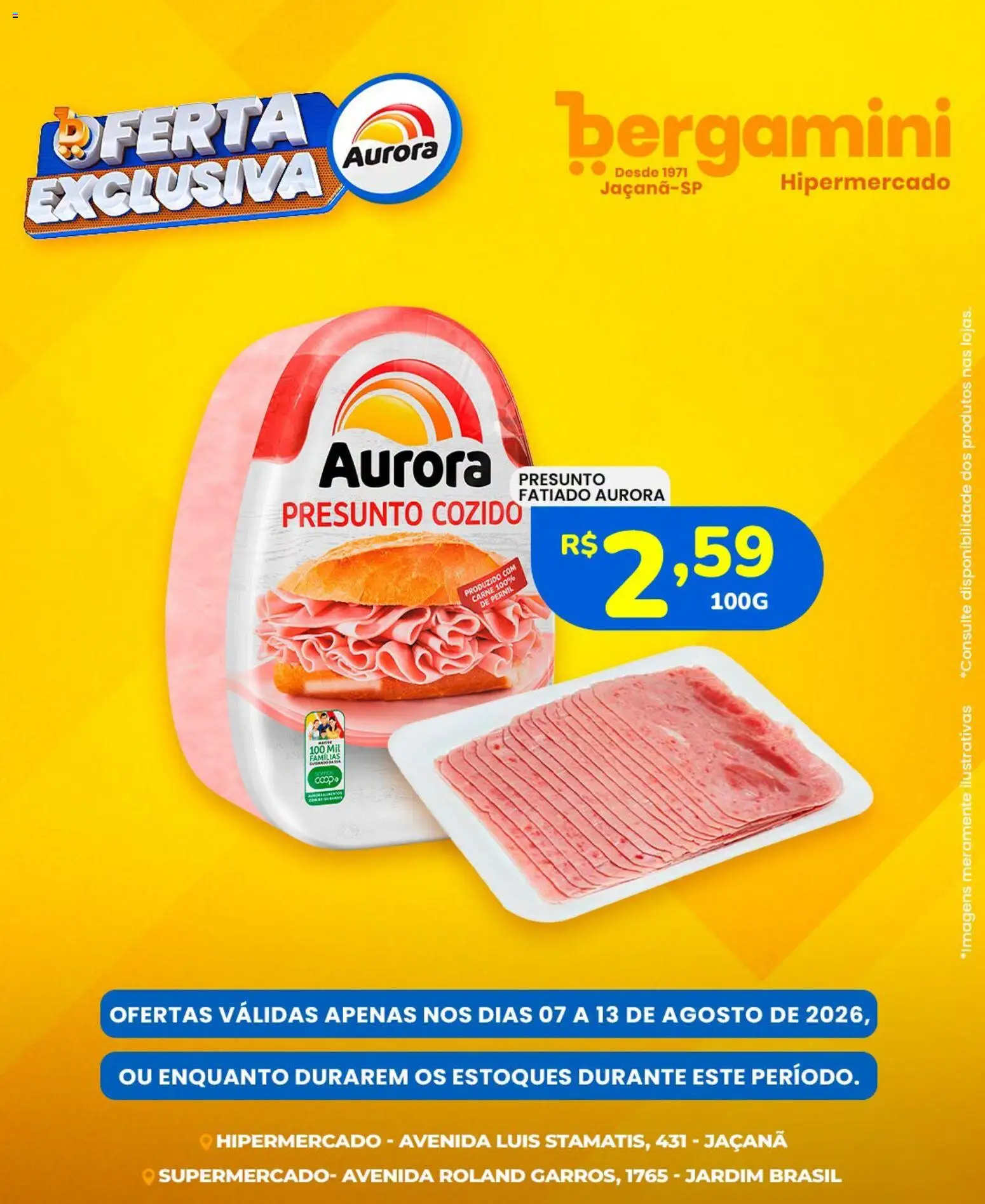 Supermercado Bergamini Folheto - válido de 07/08/2026 | Página: 7 | Produtos: Pernil, Presunto, Carne