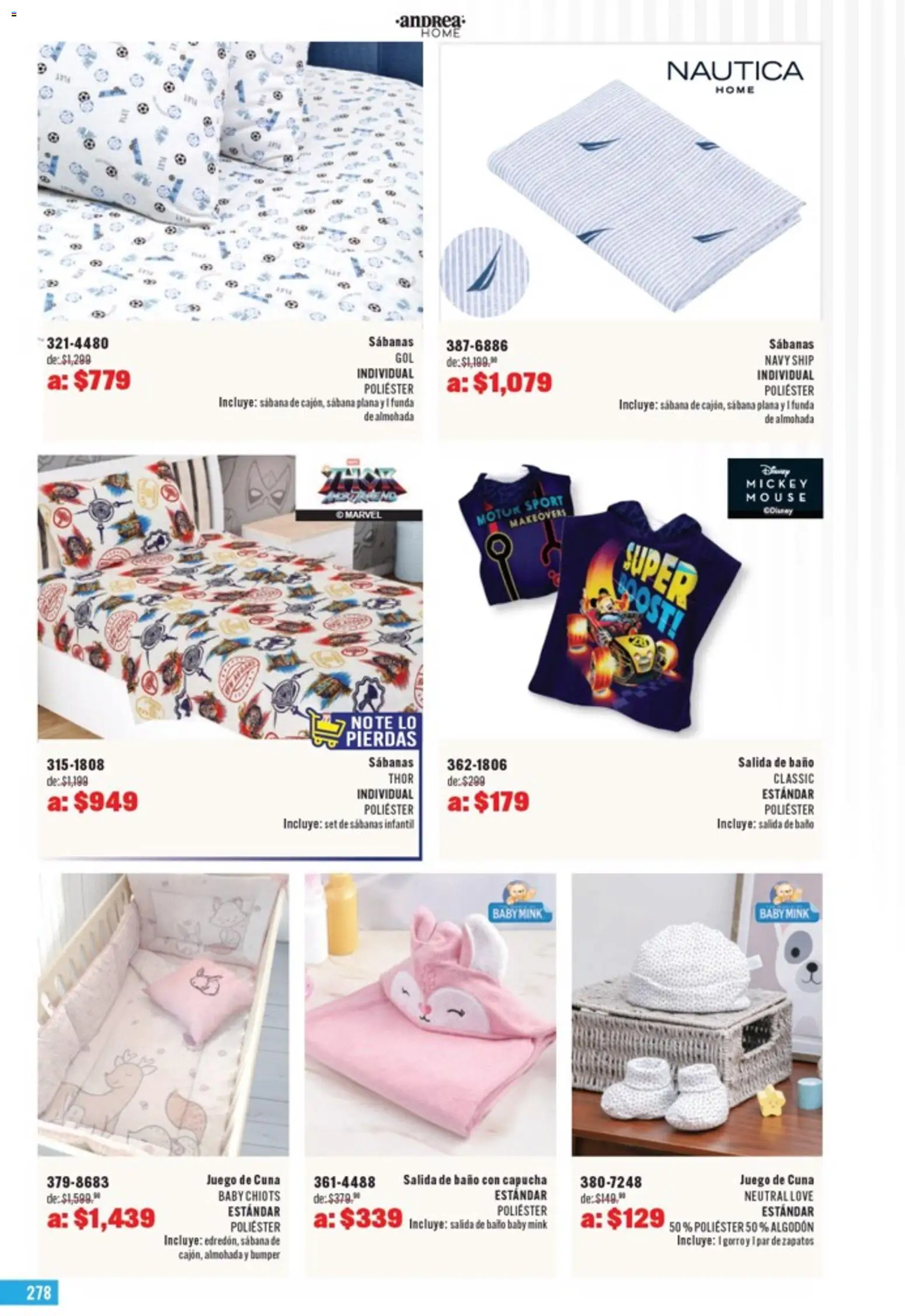 Nuevas ofertas de Andrea válidas en toda la República Mexicana desde el 05.04.2026. ¡Encuentra las mejores ofertas en Andrea catálogo Outlet! | Página: 278 | Productos: Zapatos, Mouse, Algodón, Sabanas