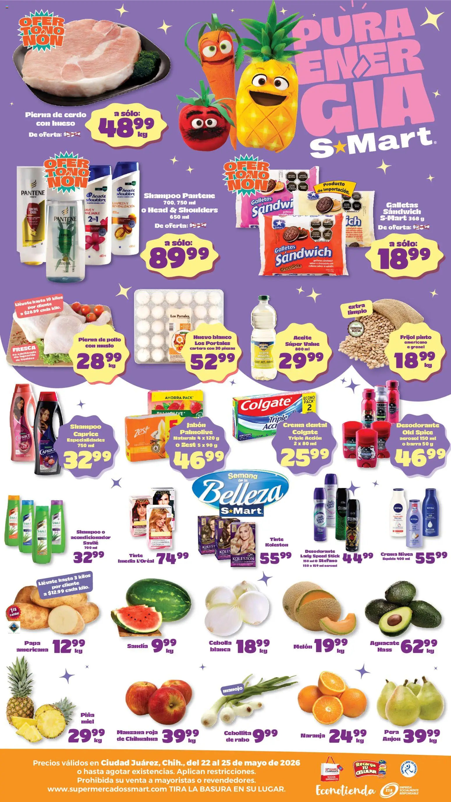 Nuevas ofertas de S-Mart válidas en toda la República Mexicana desde el 22.05.2026. ¡Encuentra las mejores ofertas en S-Mart folleto Juárez! | Página: 2 | Productos: Pollo, Cebolla, Manzana, Aguacate