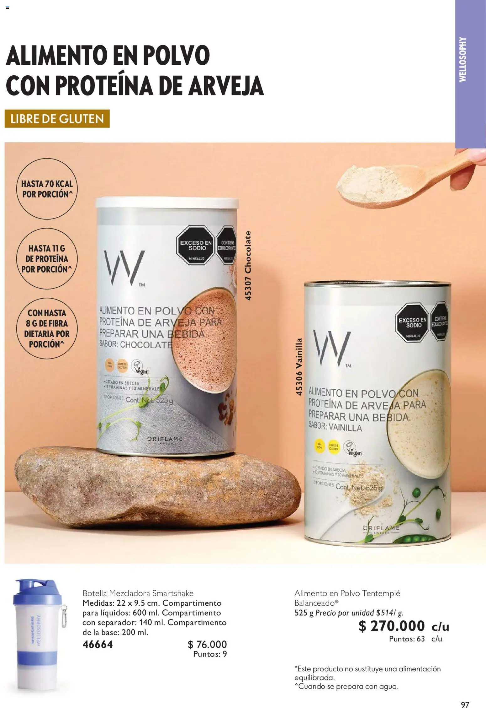 Oriflame revista - valida desde el 20/06/2026 | Página: 97 | Productos: Botella, Polvo, Mezcladora, Chocolate
