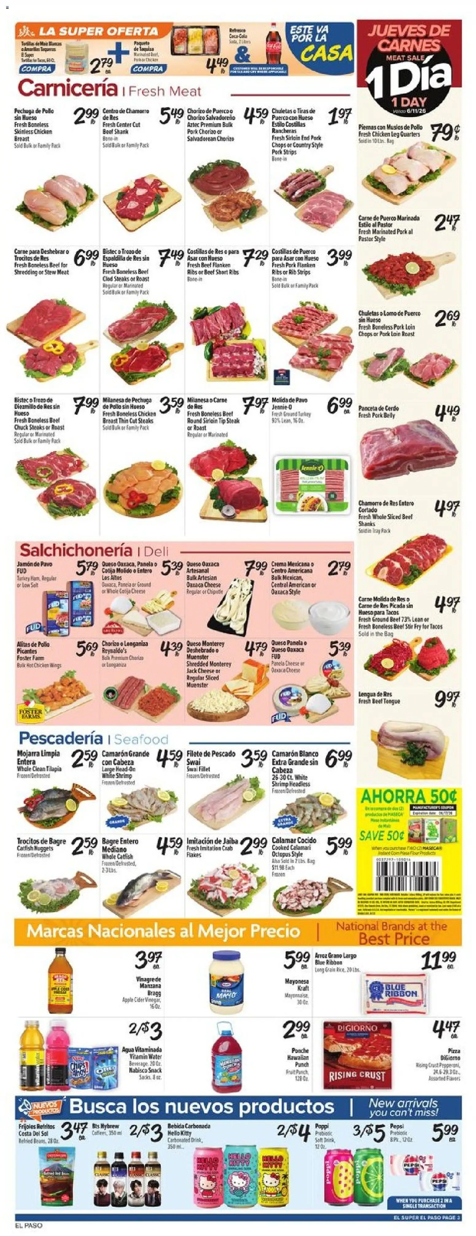 El Super Weekly Ad - TX - valid from 10.06.2026 | Page: 3 | Products: Cider, Flakes, Seafood, Bag