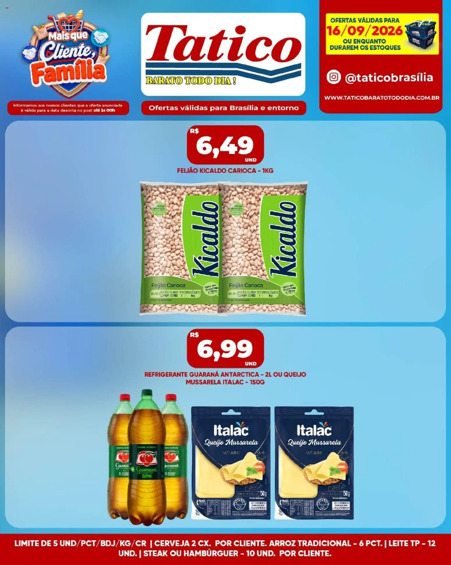 Tatico Folheto - válido de 16/09/2026 | Página: 6 | Produtos: Feijão, Guaraná, Leite, Refrigerante