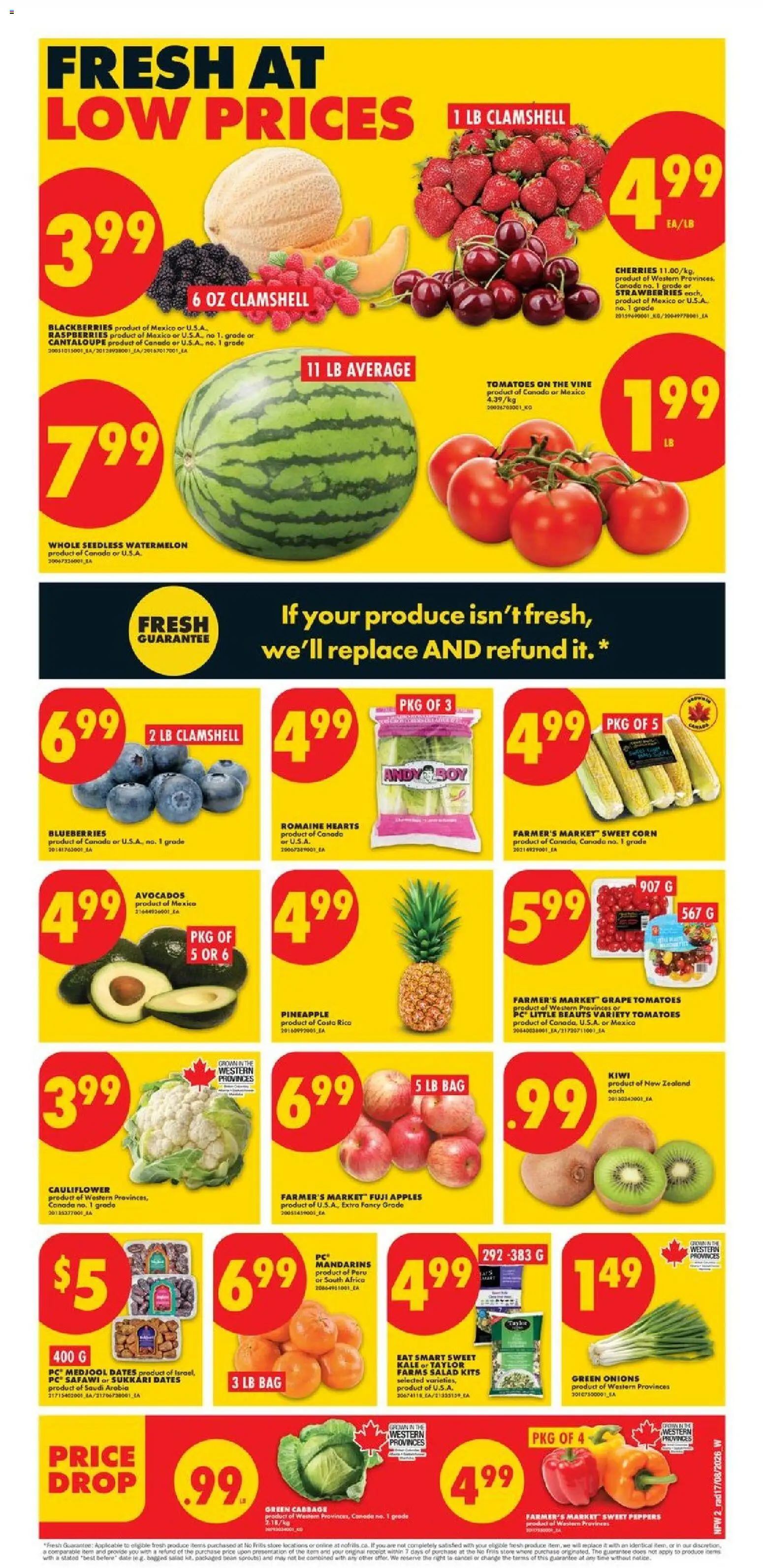 No Frills flyer valid from Aug 20, 2026 | Page: 2 | Products: Strawberries, Kiwi, Blueberries, Cabbage