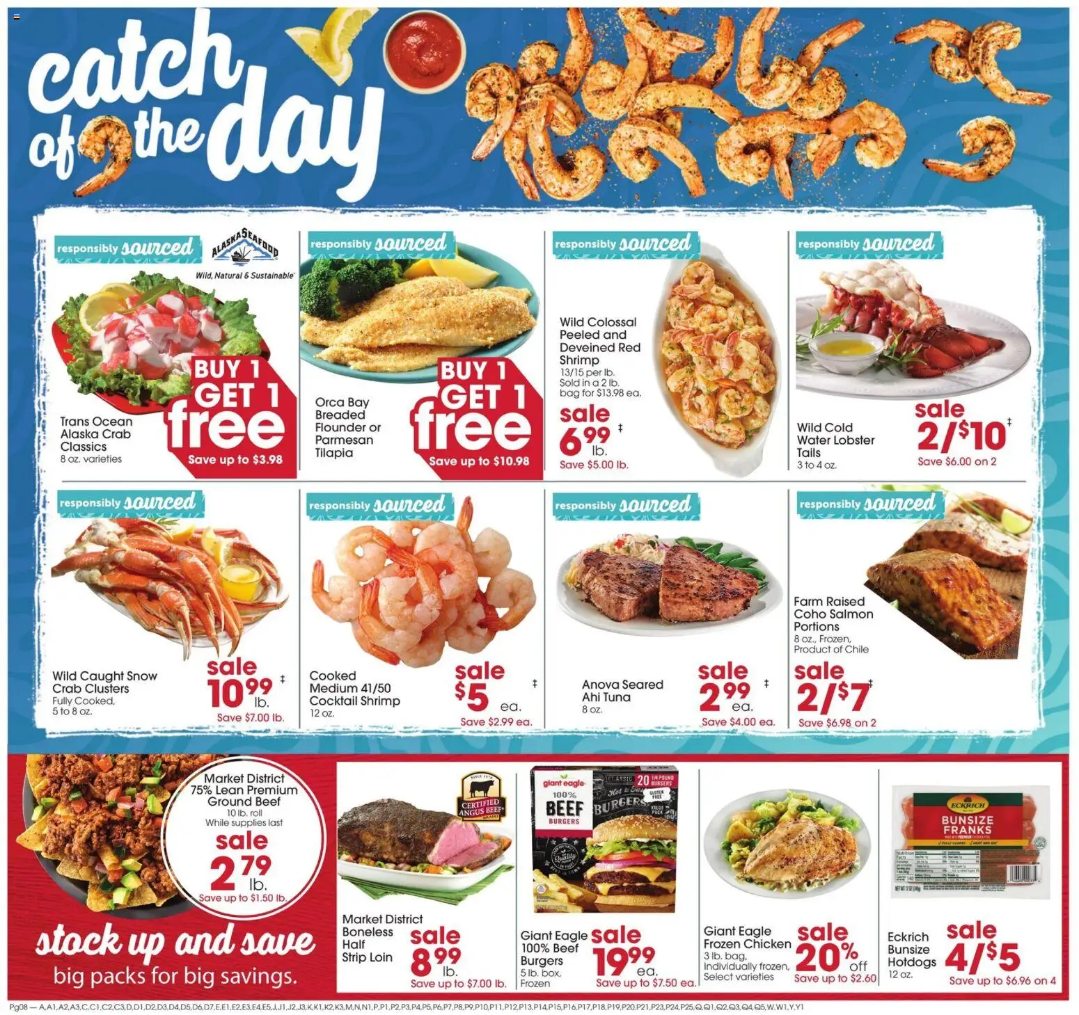 Giant Eagle Weekly Ad - valid from 10/01/2026 | Page: 4 | Products: Shrimp, Beef, Tuna, Parmesan