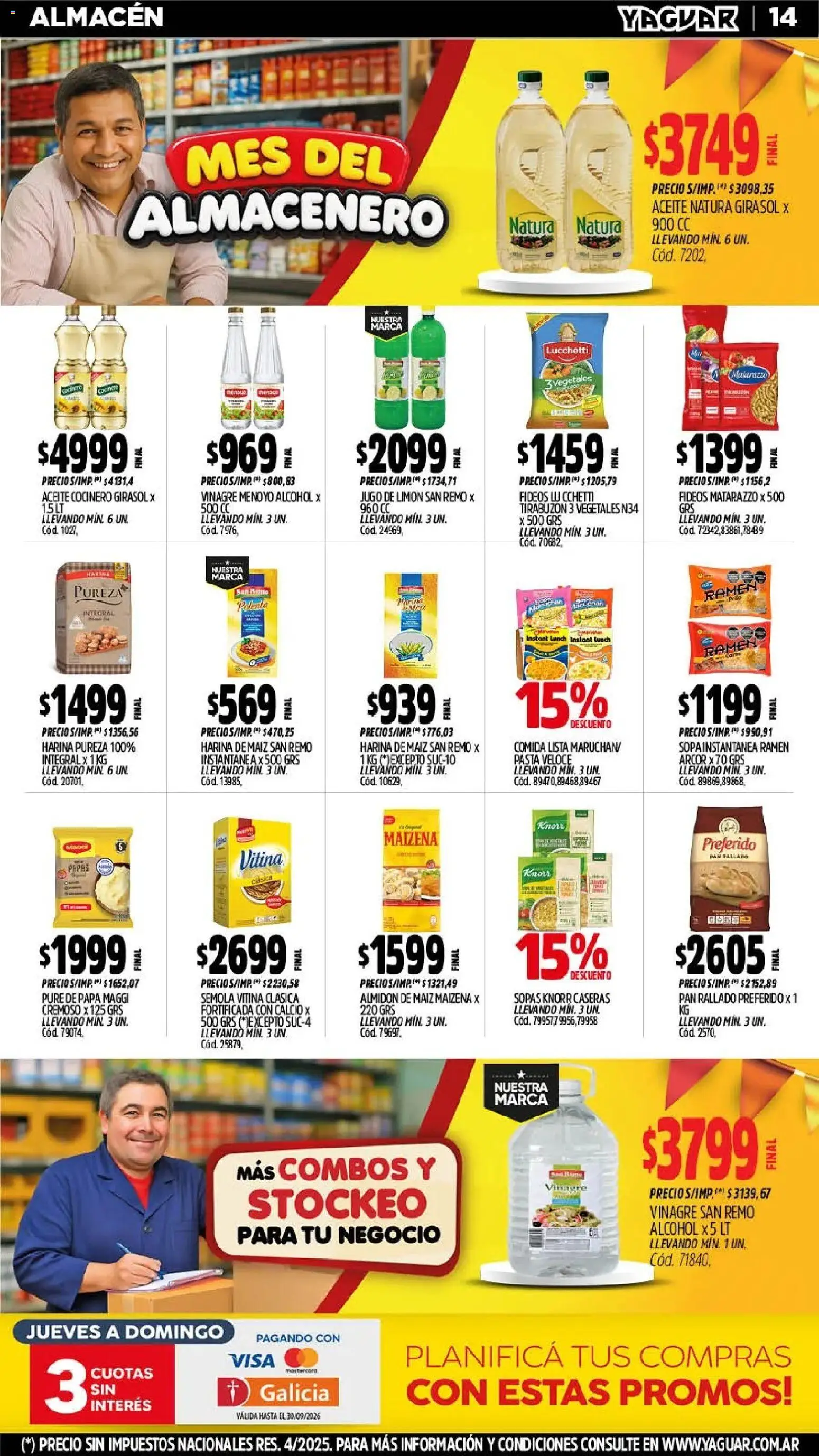 Yaguar - Oferta Semanal Neuquen │ válido desde el 21/09/2026 | Página: 14 | Productos: Jugo de limón, Papas, Limón, Fideos