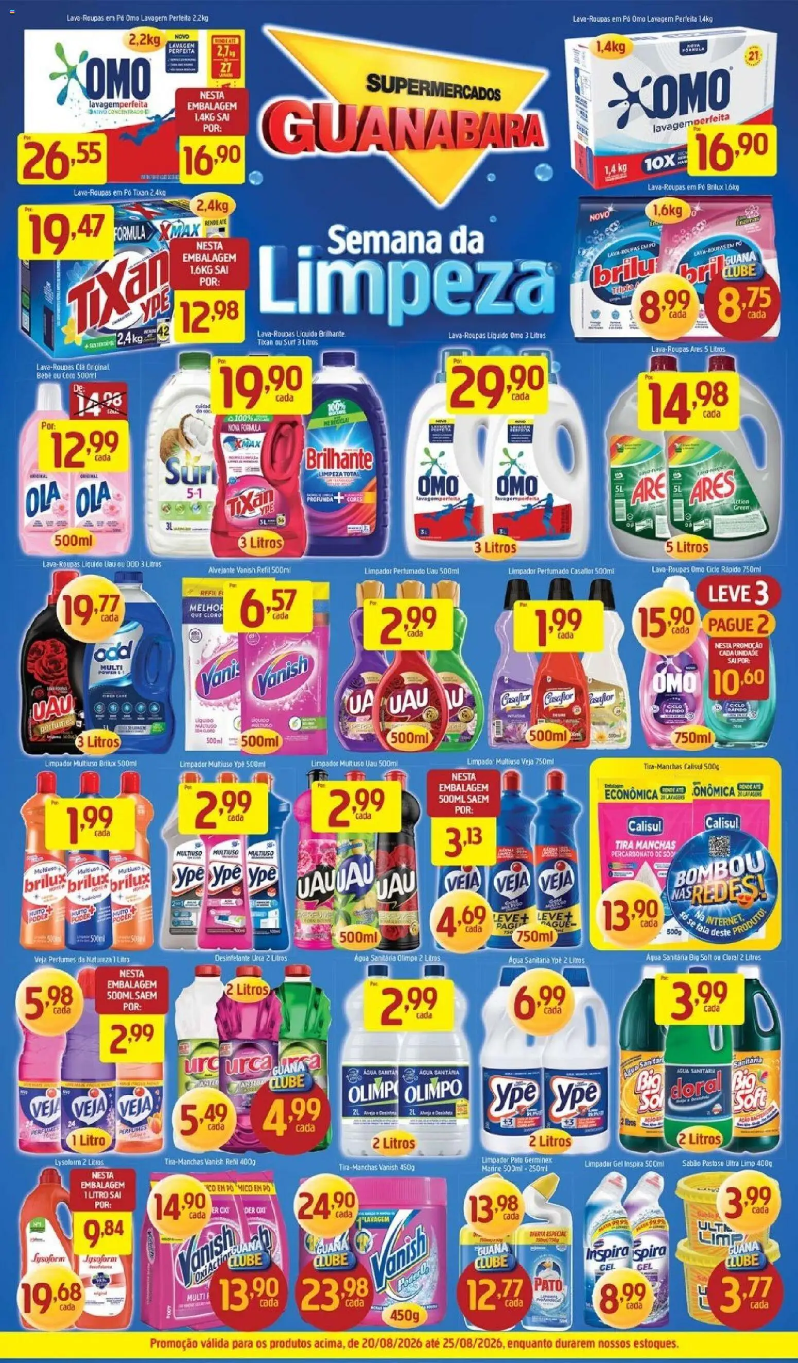 Supermercados Guanabara Folheto - válido de 20/08/2026 | Página: 9 | Produtos: Pó, Alvejante, Sabão, Desinfetante