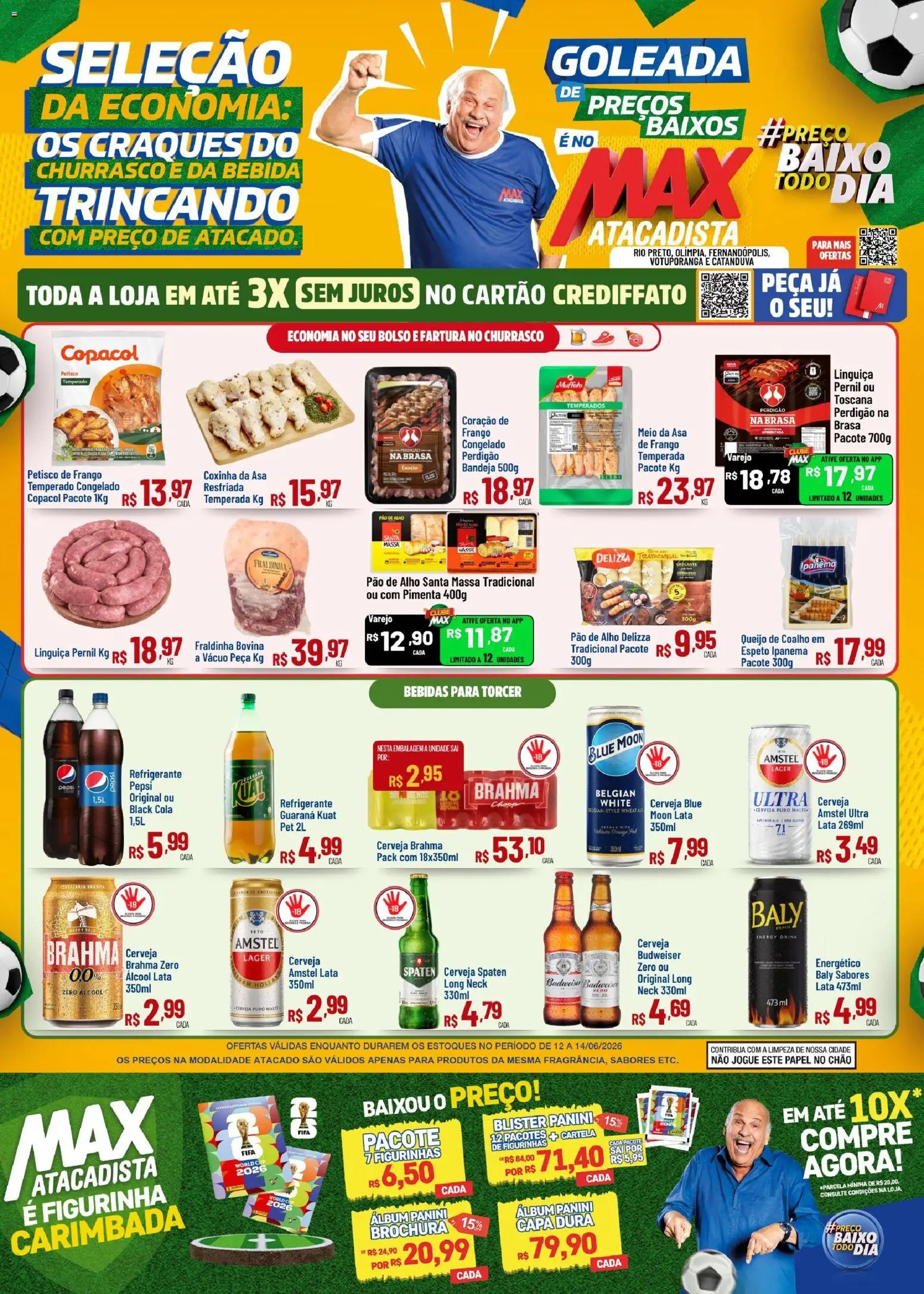 Max Atacadista Folheto - válido de 12.06.2026 | Página: 1 | Produtos: Fraldinha, Cerveja, Massa, Bandeja