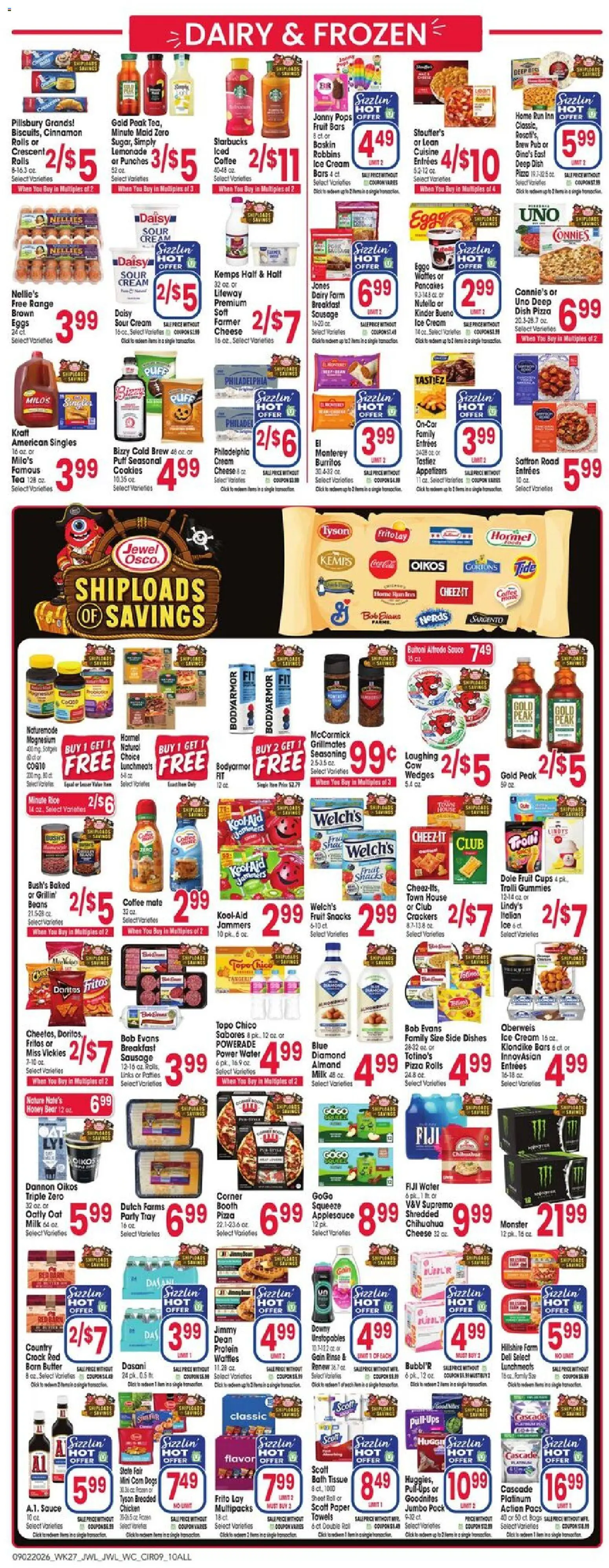 Jewel Osco Weekly Ad - valid from 09/02/2026 | Page: 9 | Products: Coffee, Pizza, Sour cream, Sausage