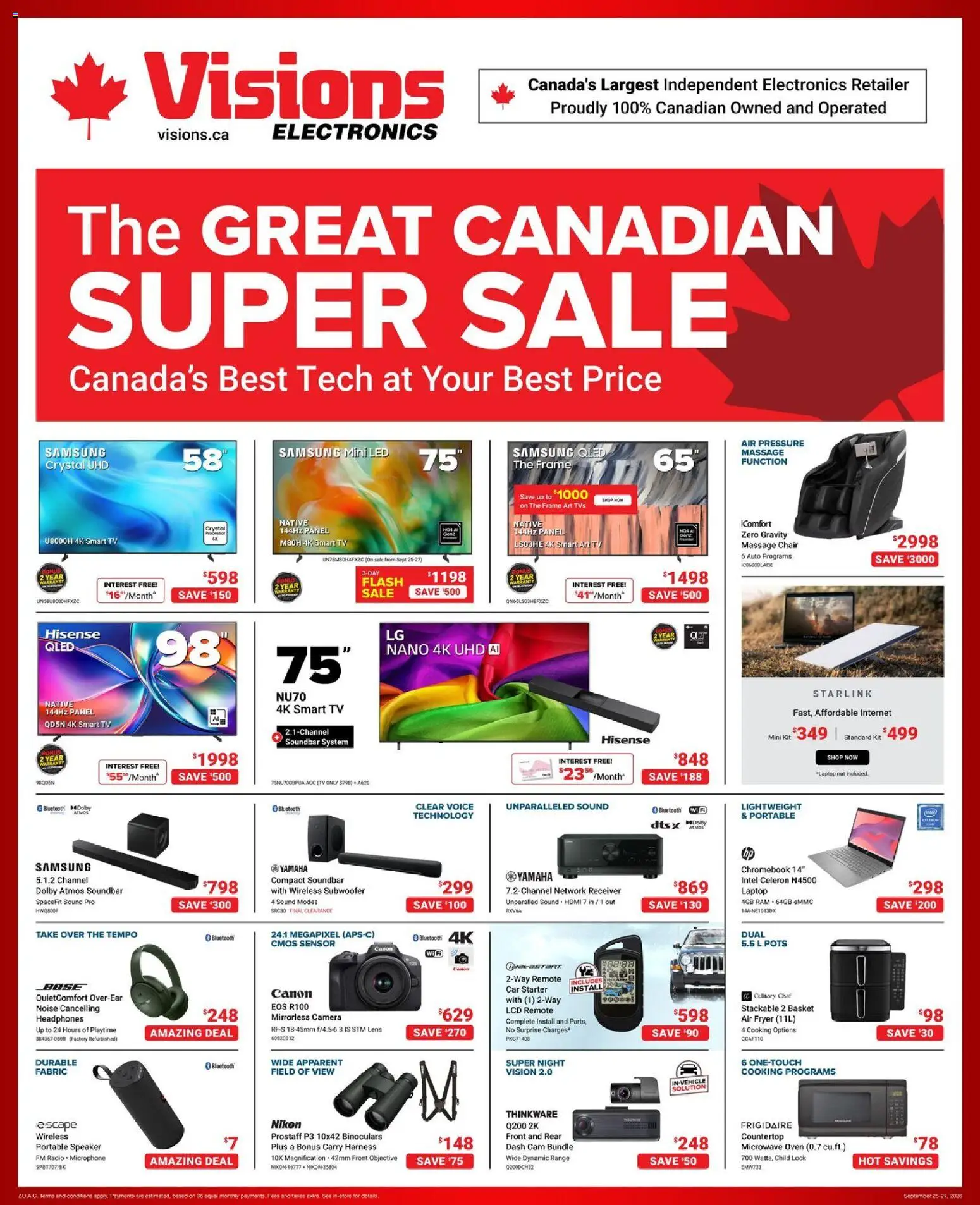 Visions flyer valid from Sep 25, 2026 | Page: 1 | Products: Tv, Pots, Microwave oven, Basket