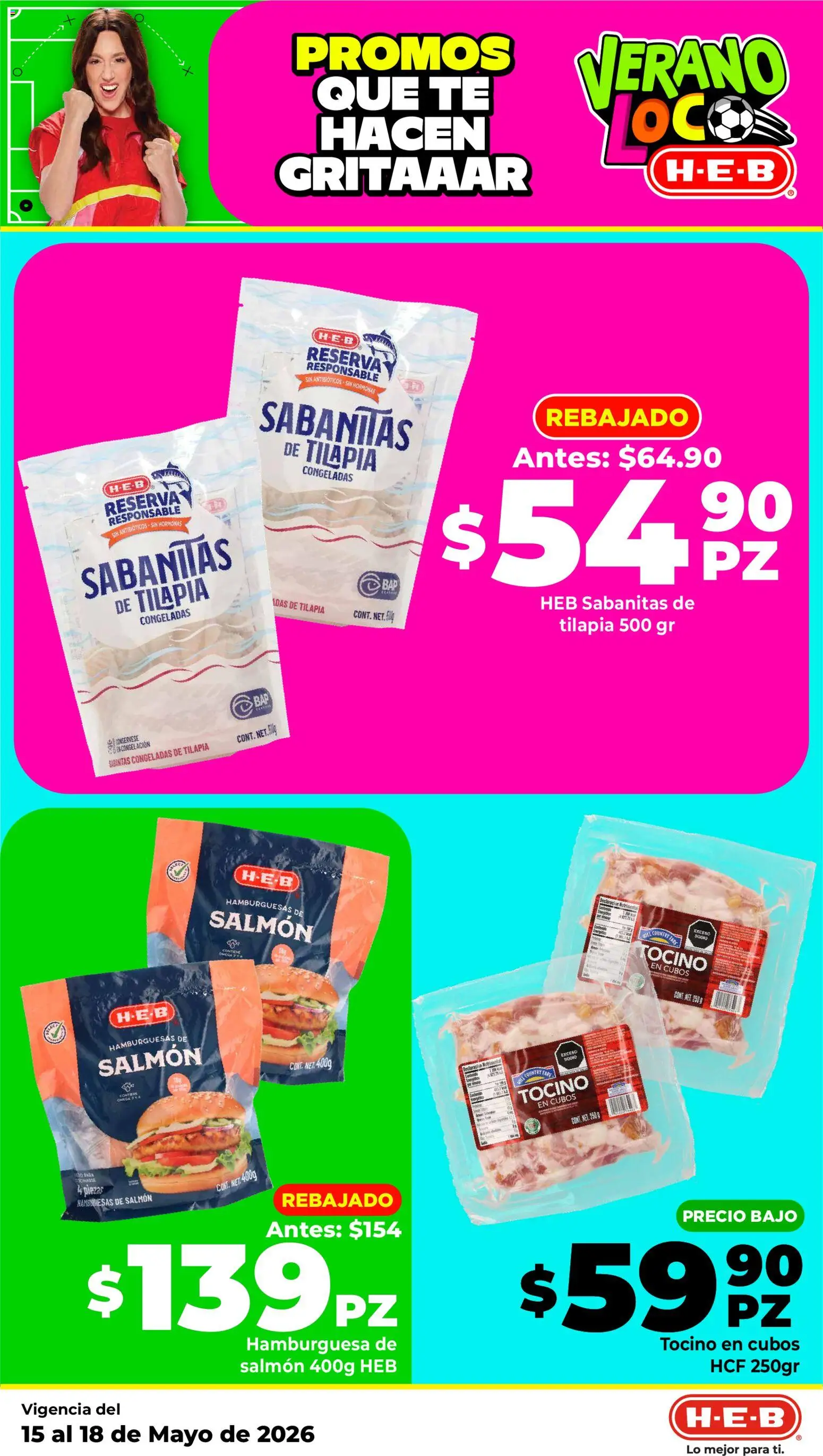 Nuevas ofertas de H-E-B válidas en toda la República Mexicana desde el 15.05.2026. ¡Encuentra las mejores ofertas en H-E-B folleto! | Página: 13 | Productos: Tocino, Té