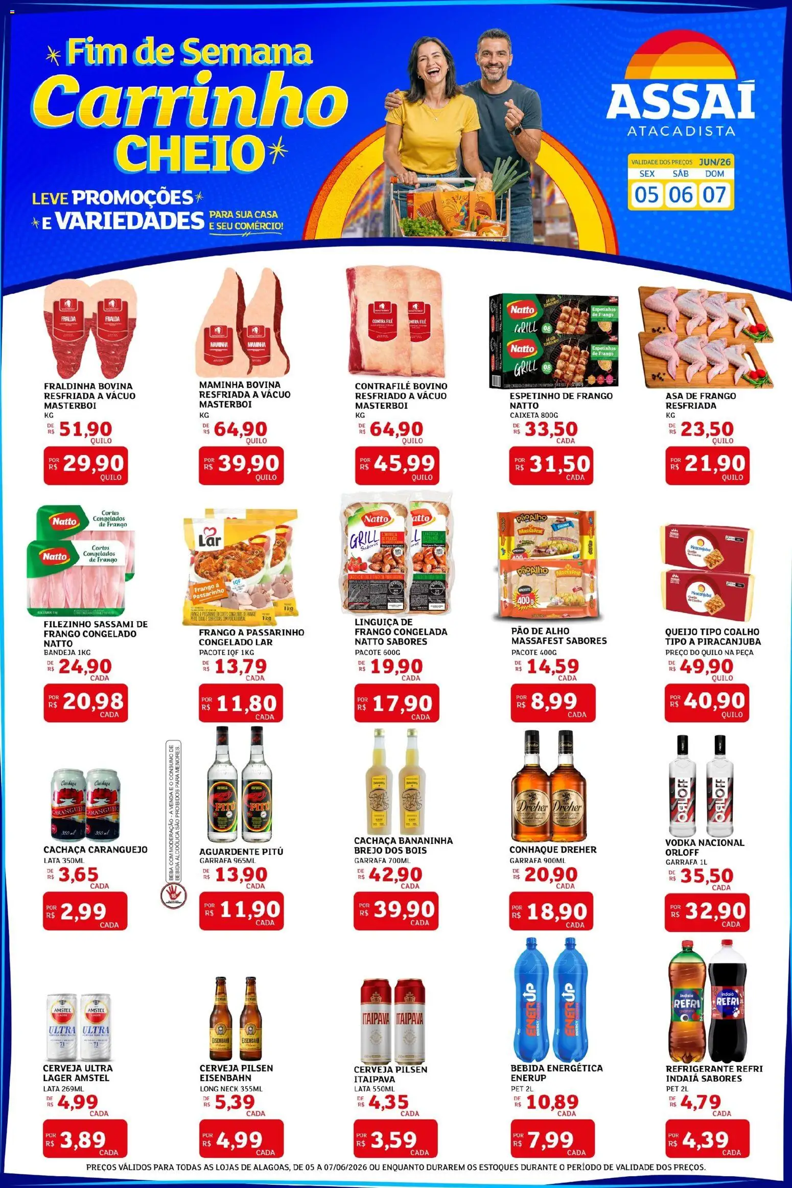 Assaí Atacadista Folheto - válido de 05.06.2026 | Página: 1 | Produtos: Alho, Linguiça, Caranguejo, Cerveja