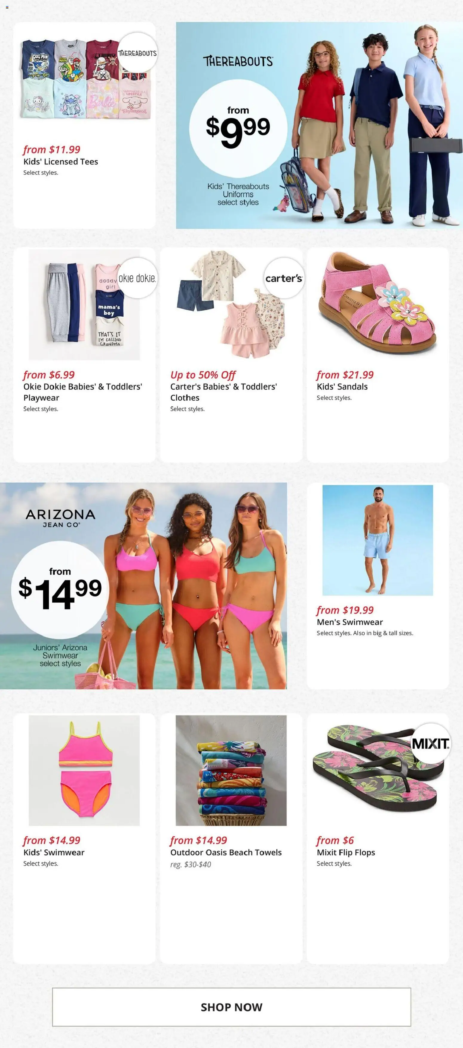 JCPenney Weekly Ad - valid from 08.06.2026 | Page: 4 | Products: Clothes, Swimwear, Sandals, Flops