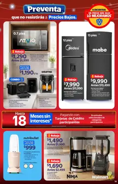 Vista previa de Walmart folleto Preventa gue no resistirás a precios bajos, nuevo folleto de la tienda, válido en México a partir del 22.05.2026 | Página: 14 | Productos: Horno, Freidora de aire, Procesador de alimentos, Cafetera