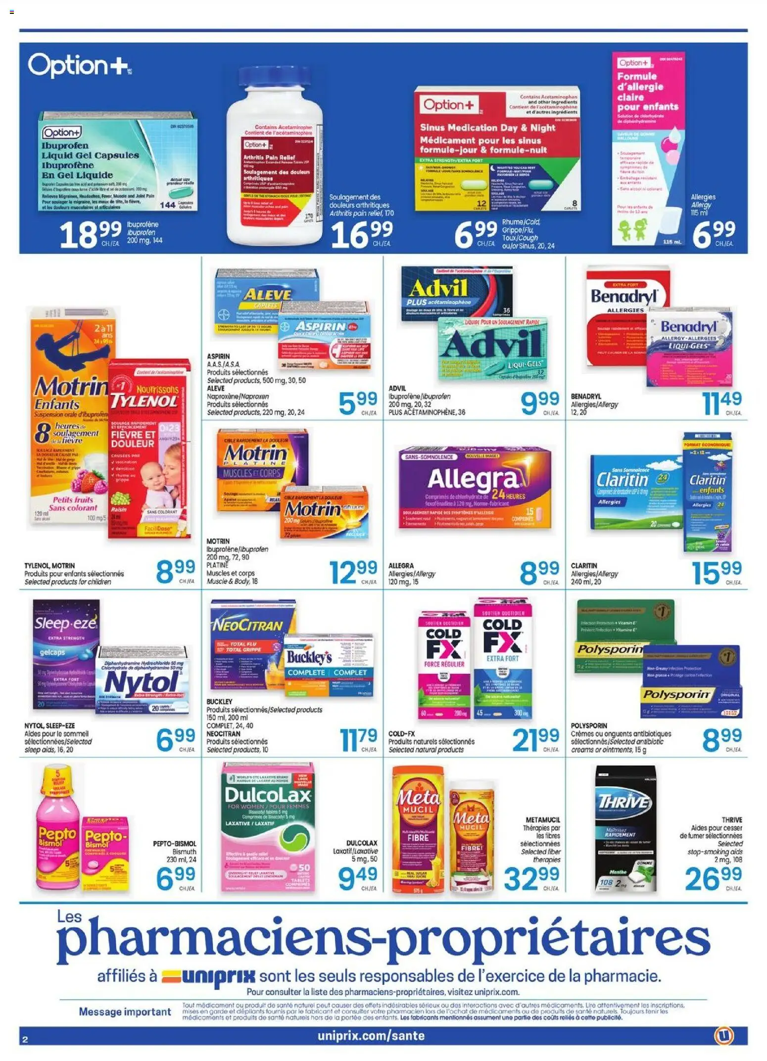 Uniprix flyer valid from Aug 27, 2026 | Page: 2 | Products: Capsules, Ingredients