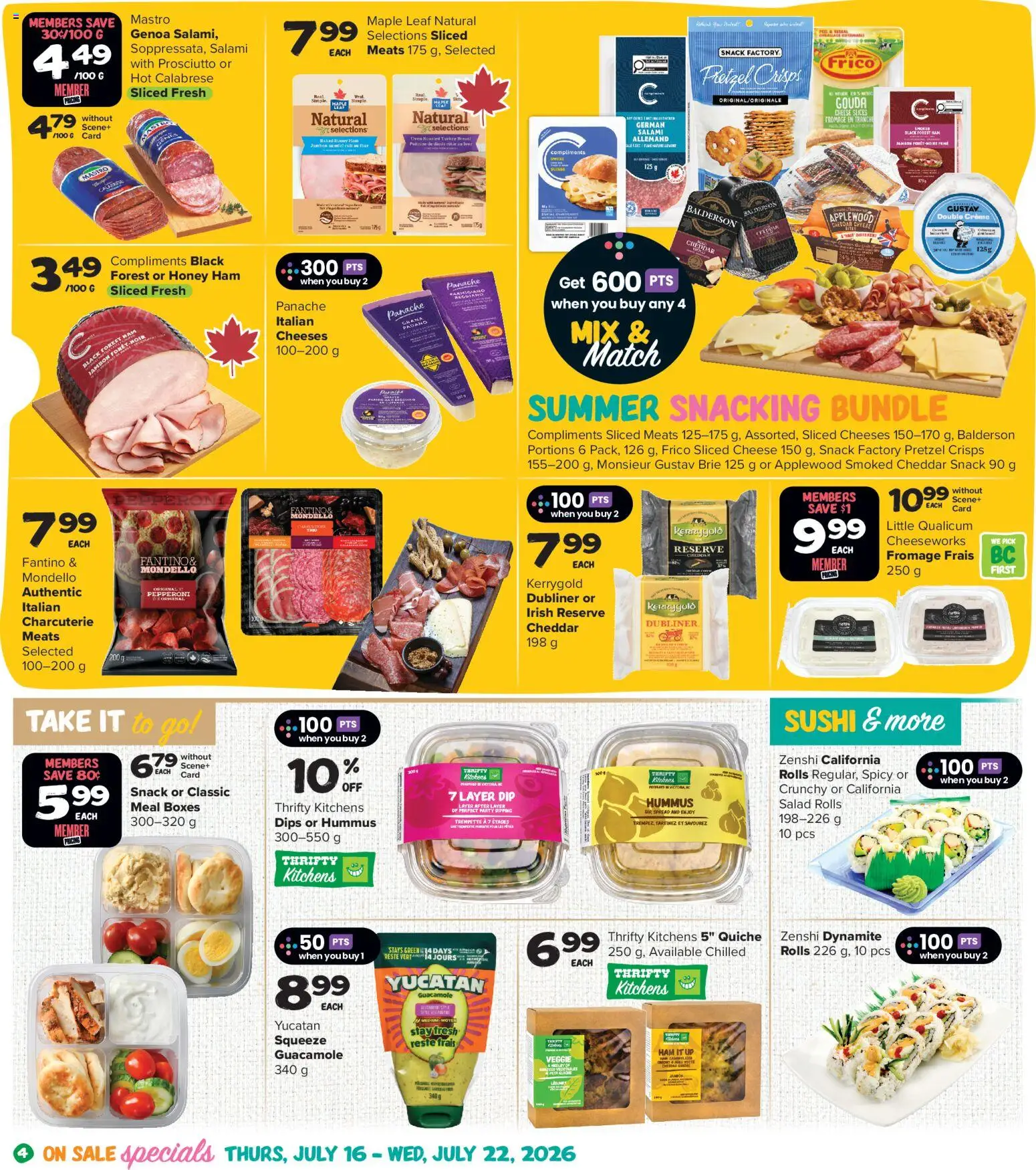 Thrifty Foods flyer valid from Jul 16, 2026 | Page: 5 | Products: Salad, Turkey, Cheese, Salami