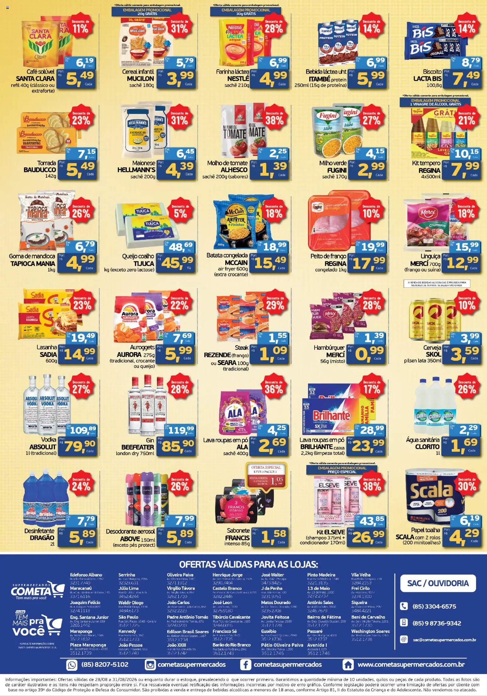 Cometa Supermercados Folheto - válido de 28/08/2026 | Página: 2 | Produtos: Steak, Vinagre, Proteína, Peito de frango