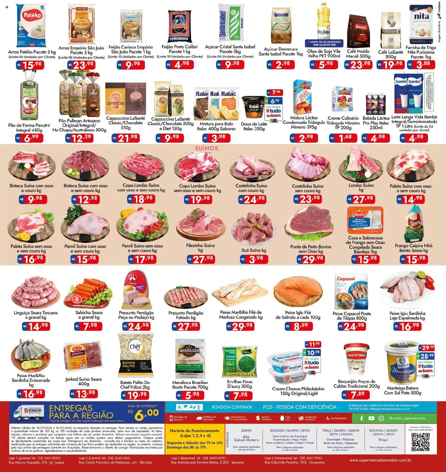 Supermercados Rondon Folheto - válido de 15/07/2026 | Página: 2 | Produtos: Aipim, Salmão, Batata, Frango